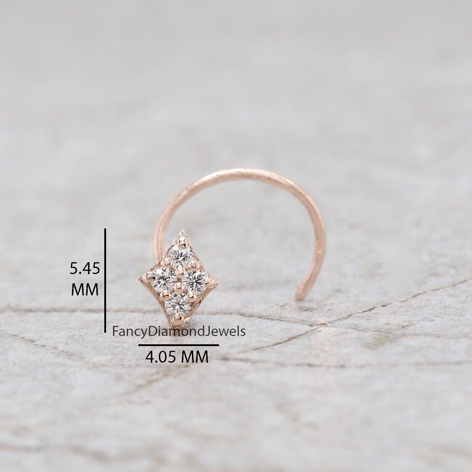 Natural White Round Diamond Nose Rings Engagement Wedding Gift Nose Ring 14K Solid Rose White Yellow Gold Nose Ring 0.03 CT KD959