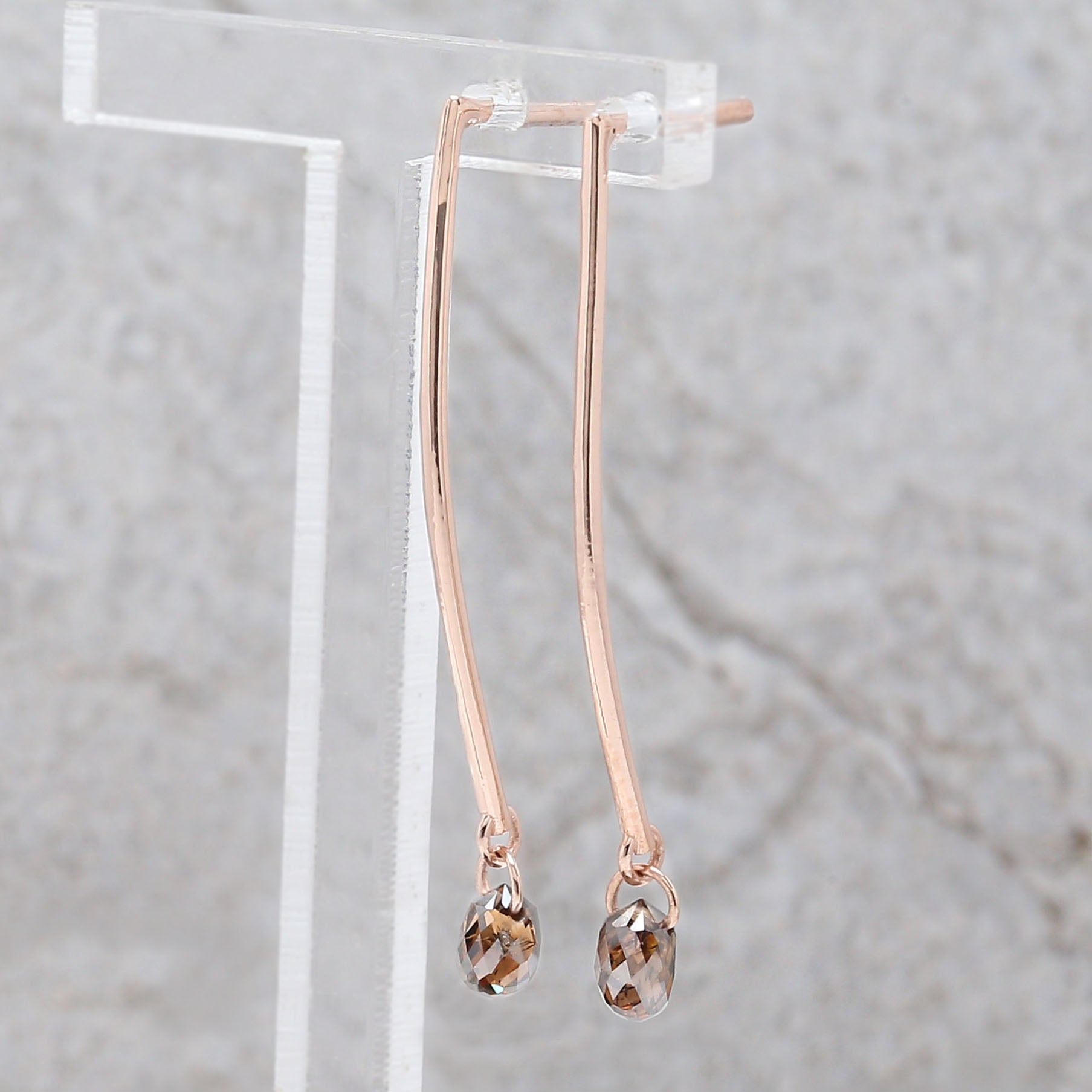 Drop Brown Color Diamond Earring Engagement Wedding Gift Earring 14K Solid Rose White Yellow Gold Earring 0.89 CT KDL9910
