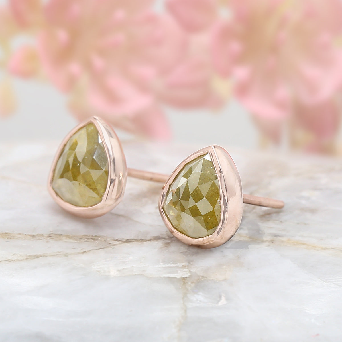 Pear Green Yellow Color Diamond Earring Engagement Wedding Gift Earring 14K Solid Rose White Yellow Gold Earring 2.26 CT KDN7025
