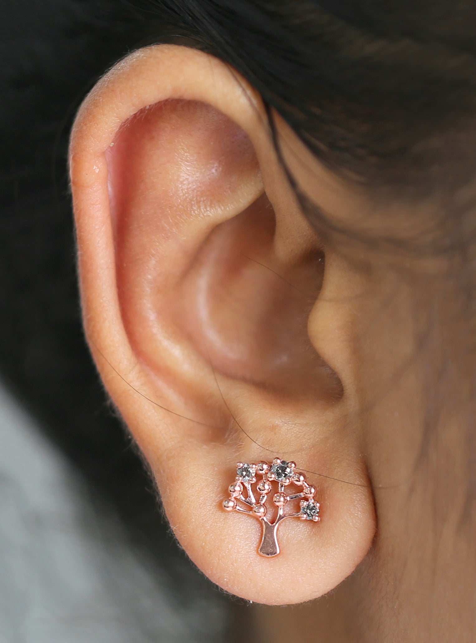 Round Salt And Pepper Diamond Earring Engagement Wedding Gift Earring 14K Solid Rose White Yellow Gold Earring 0.24 CT KD1075