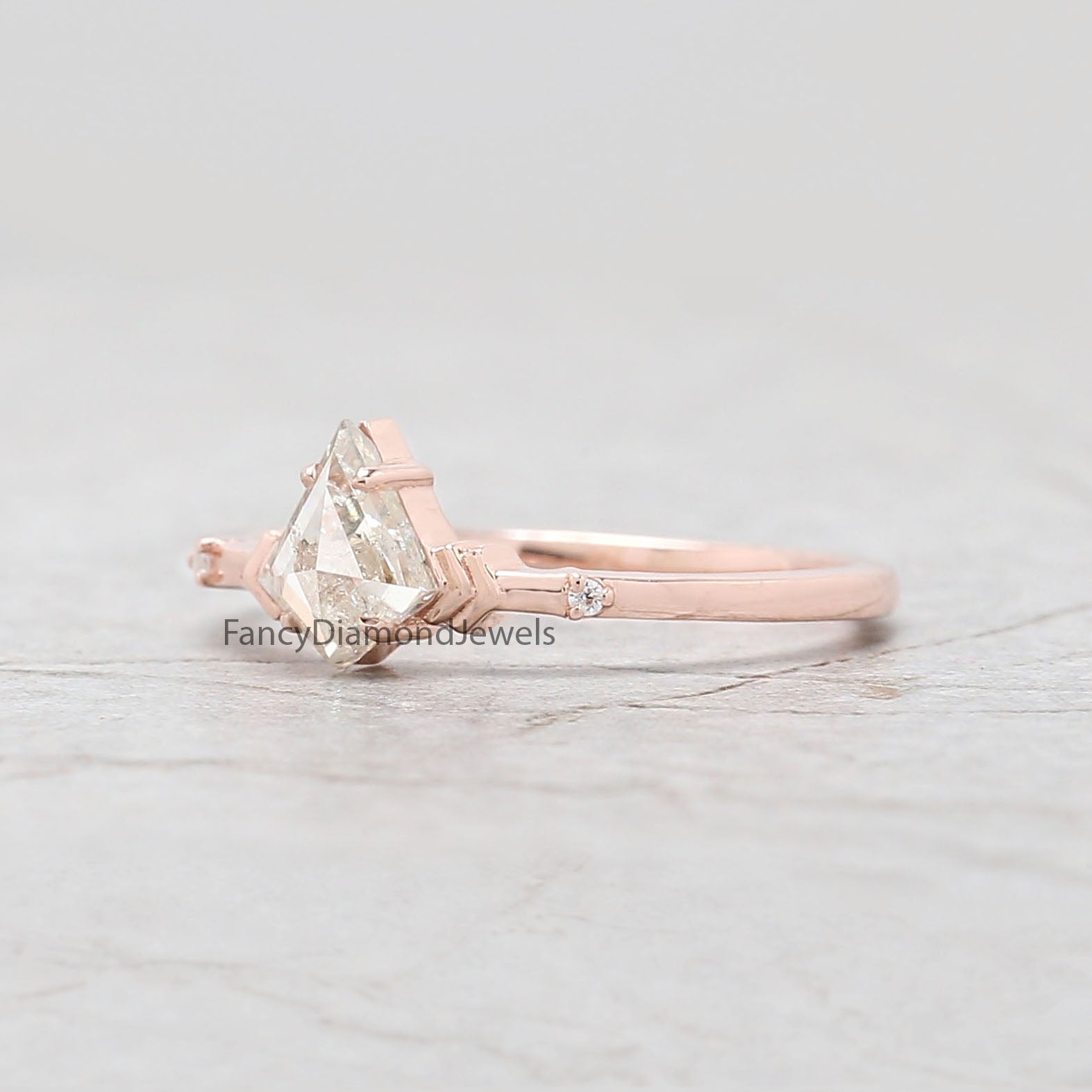 0.60 Ct Natural Kite Cut Shape White-H Color Diamond Ring 6.80 MM Kite Shape Diamond Ring 14K Solid Rose Gold Silver Engagement Ring QL2578