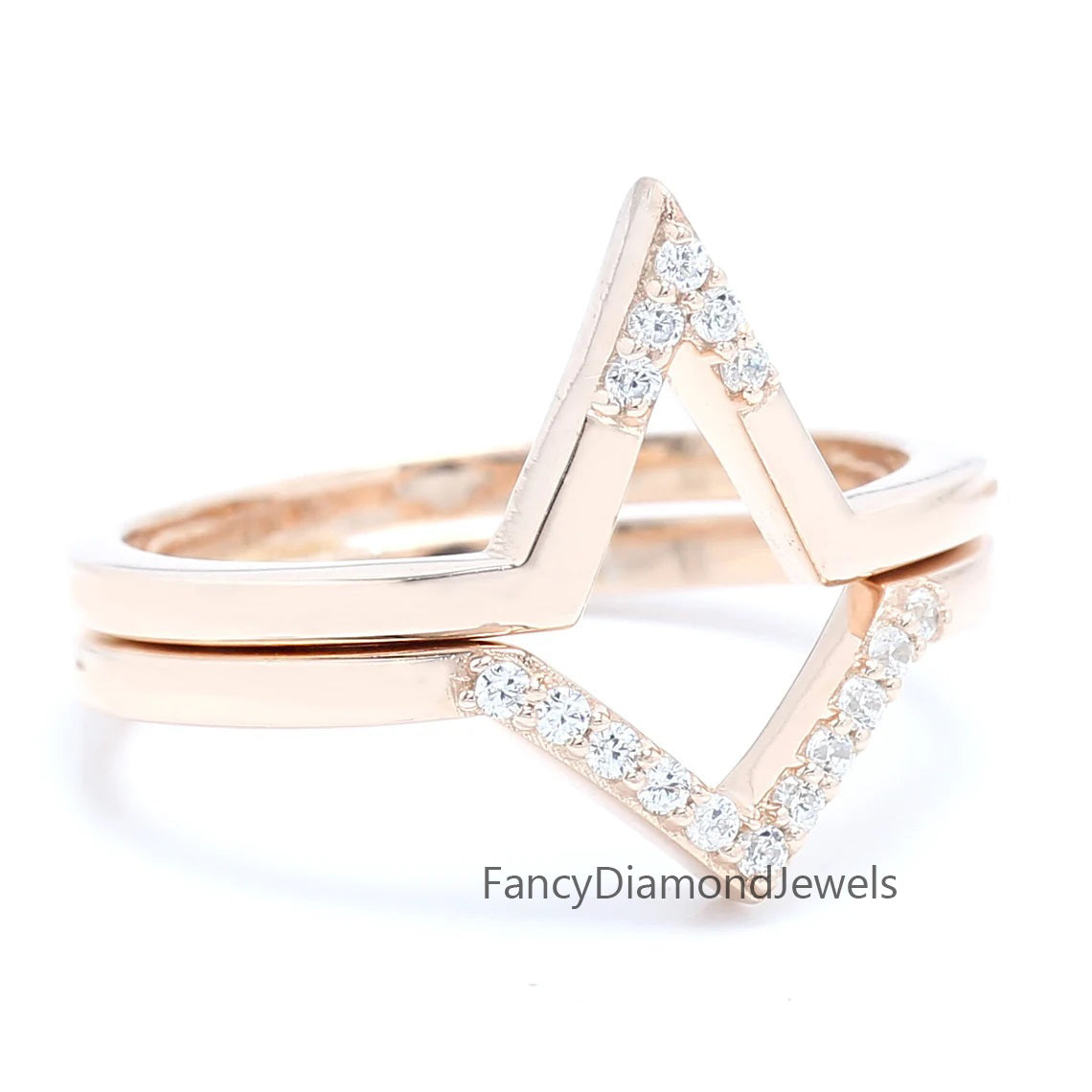 14K Rose Gold Band White Round Diamond Ring Engagement Wedding Gift Band Ring KD844
