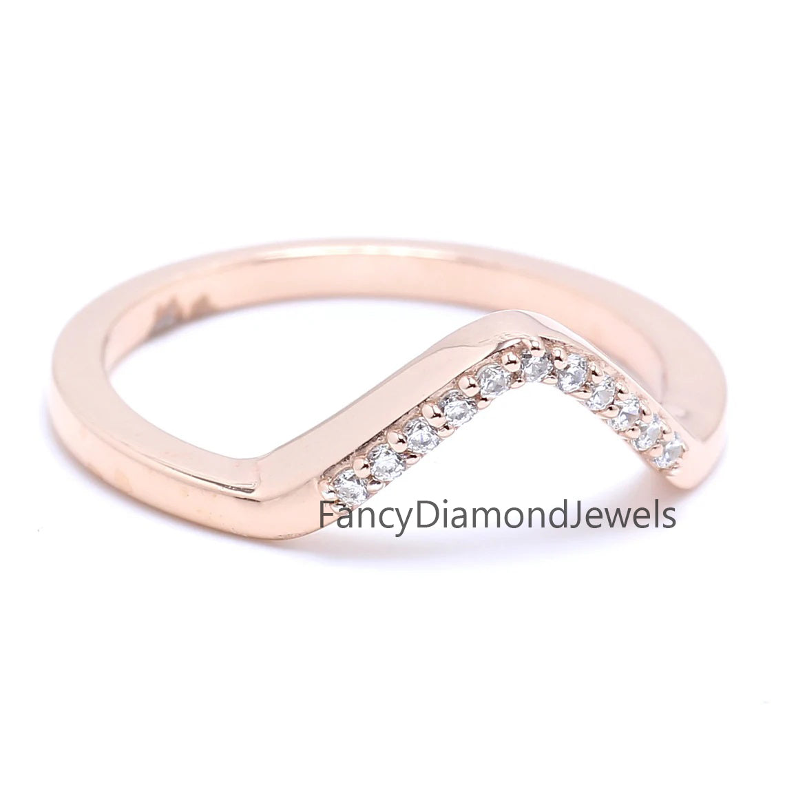 14K Rose Gold Band White Round Diamond Ring Engagement Wedding Gift Band Ring KD836