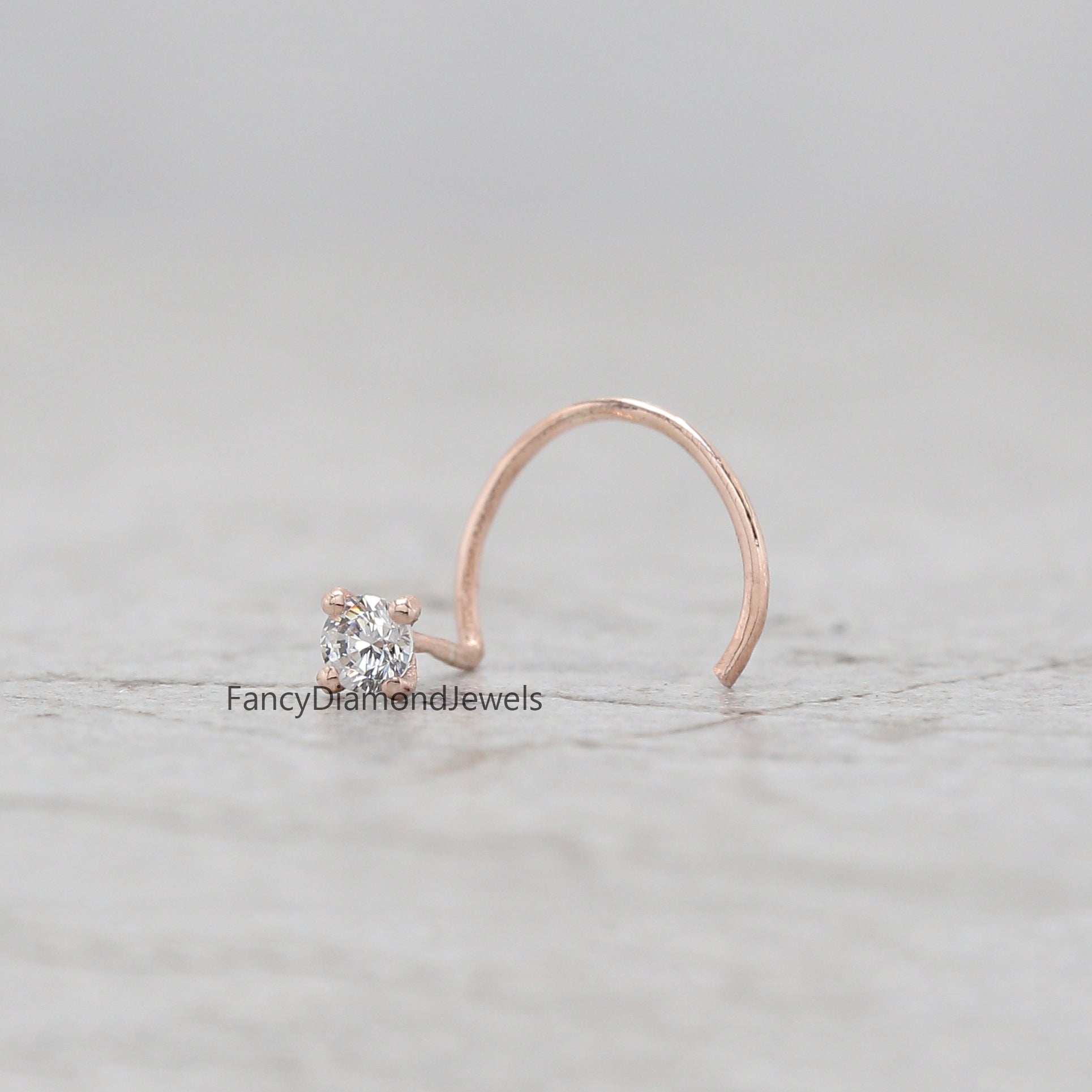 Natural White Round Diamond Nose Rings Engagement Wedding Gift Nose Ring 14K Solid Rose White Yellow Gold Nose Ring 0.05 CT KD952