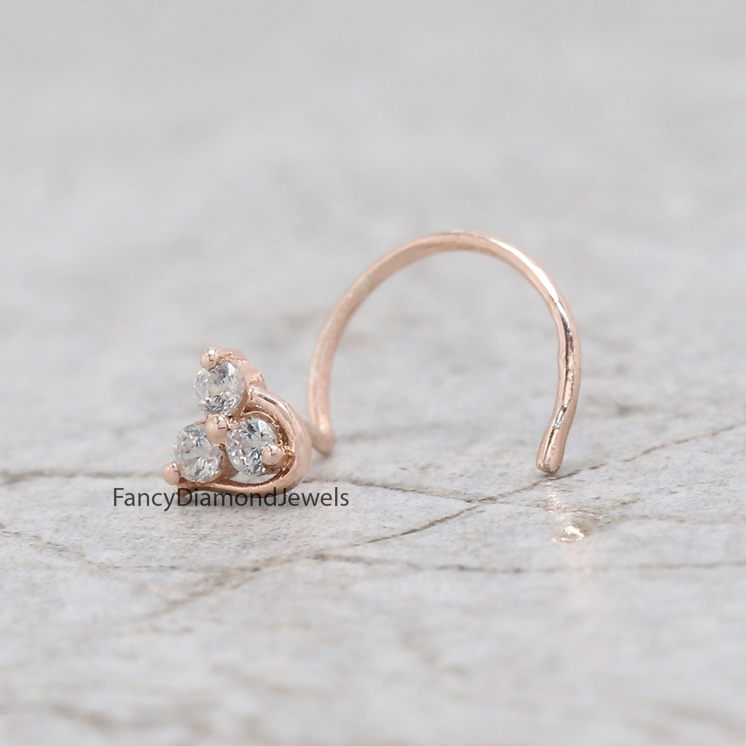 Natural White Round Diamond Nose Rings Engagement Wedding Gift Nose Ring 14K Solid Rose White Yellow Gold Nose Ring 0.05 CT KD961