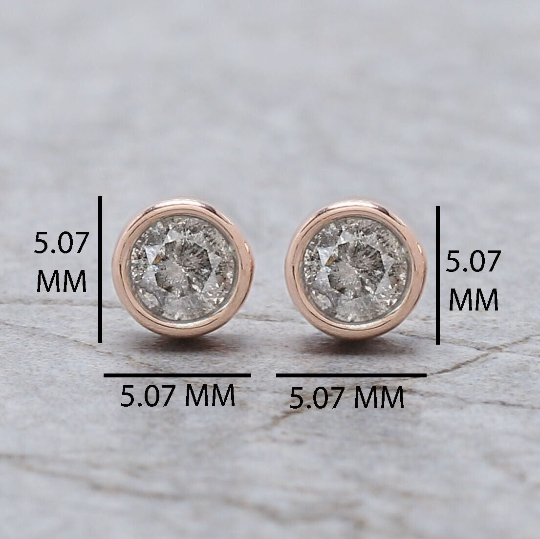 Round Salt And Pepper Diamond Earring Engagement Wedding Gift Earring 14K Solid Rose White Yellow Gold Earring 0.34 CT KD989