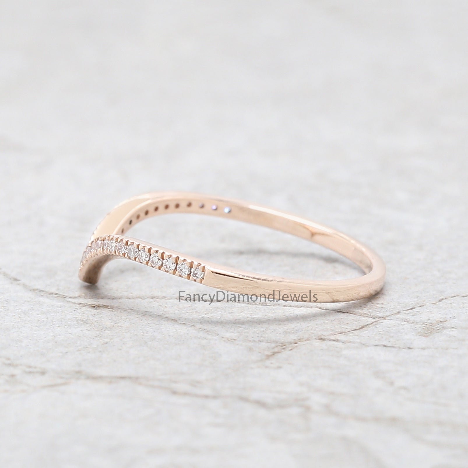 14K Rose Gold Band White Diamond Band, Round Cut Diamond Band, Bridal Wedding Band, Natural Diamomd Band, Engagement Band,Rose Gold Band KD261Round Diamond Ring Engagement Wedding Gift Band Ring KD261