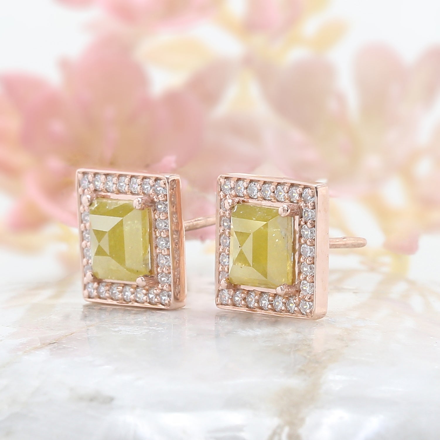 Rectangle Yellow Color Diamond Earring Engagement Wedding Gift Earring 14K Solid Rose White Yellow Gold Earring 1.83 CT KDN7986