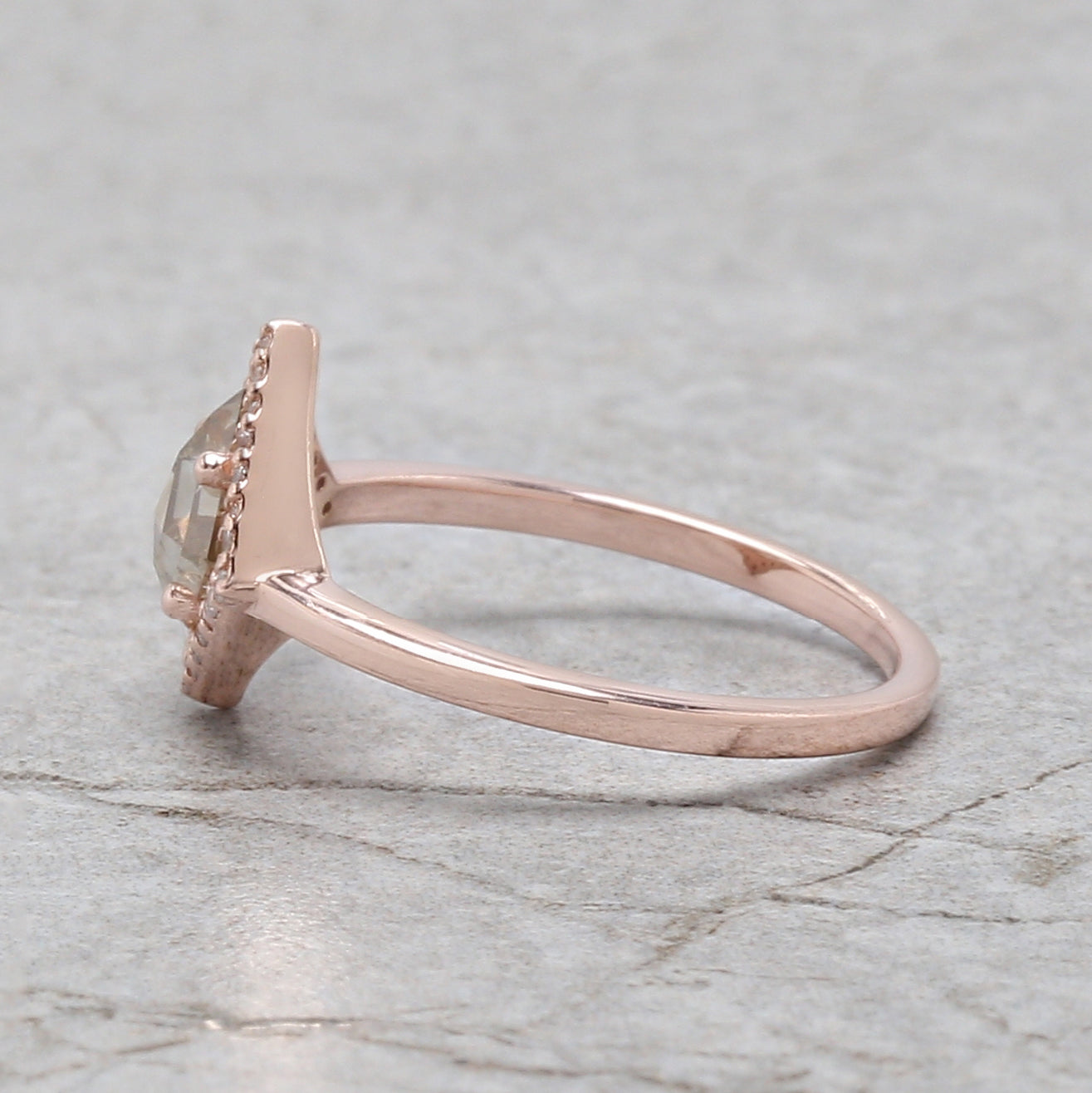 Kite Cut Brown Color Diamond Ring 0.59 Ct 6.80 MM Kite Shape Diamond Ring 14K Rose Gold Silver Kite Engagement Ring Gift For Her QN117