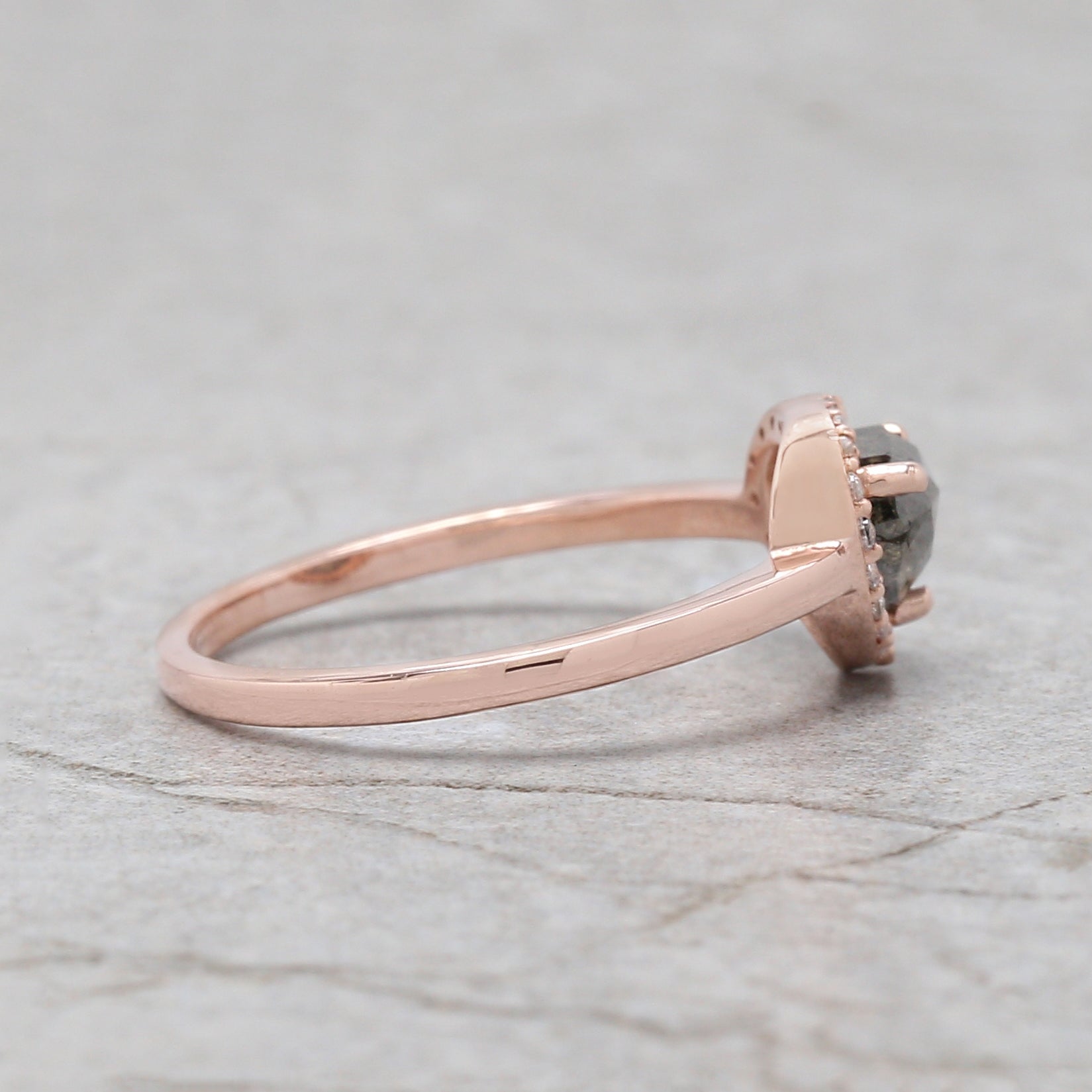 Heart Salt And Pepper Diamond Ring 0.74 Ct 5.90 MM Heart Shape Diamond Ring 14K Solid Rose Gold Silver Engagement Ring Gift For Her QK1487