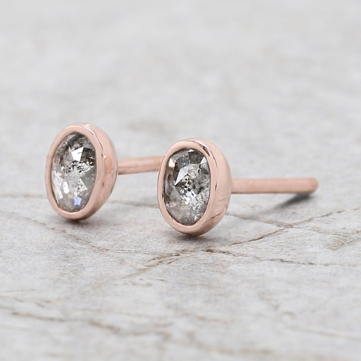 Oval Salt And Pepper Diamond Earring Engagement Wedding Gift Earring 14K Solid Rose White Yellow Gold Earring 0.48 CT KDN2161
