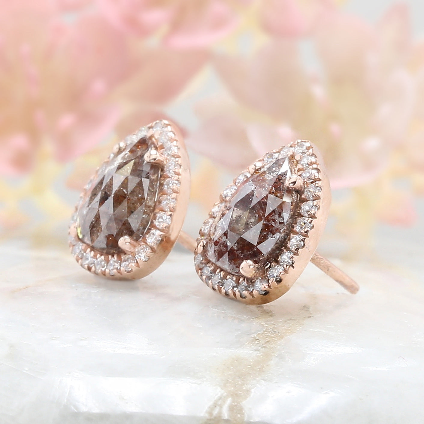 Pear Brown Color Diamond Earring Engagement Wedding Gift Earring 14K Solid Rose White Yellow Gold Earring 2.06 CT KDL6875