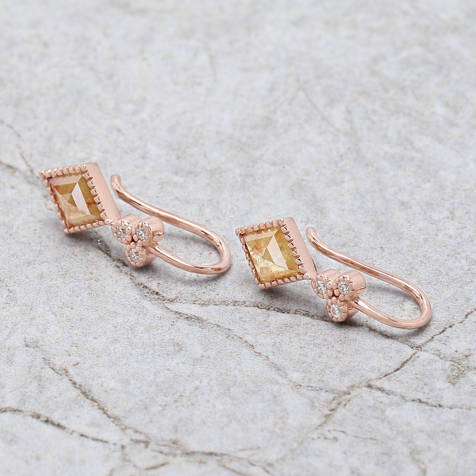 Kite Brown Color Diamond Earring Engagement Wedding Gift Earring 14K Solid Rose White Yellow Gold Earring 0.82 CT KDL2462