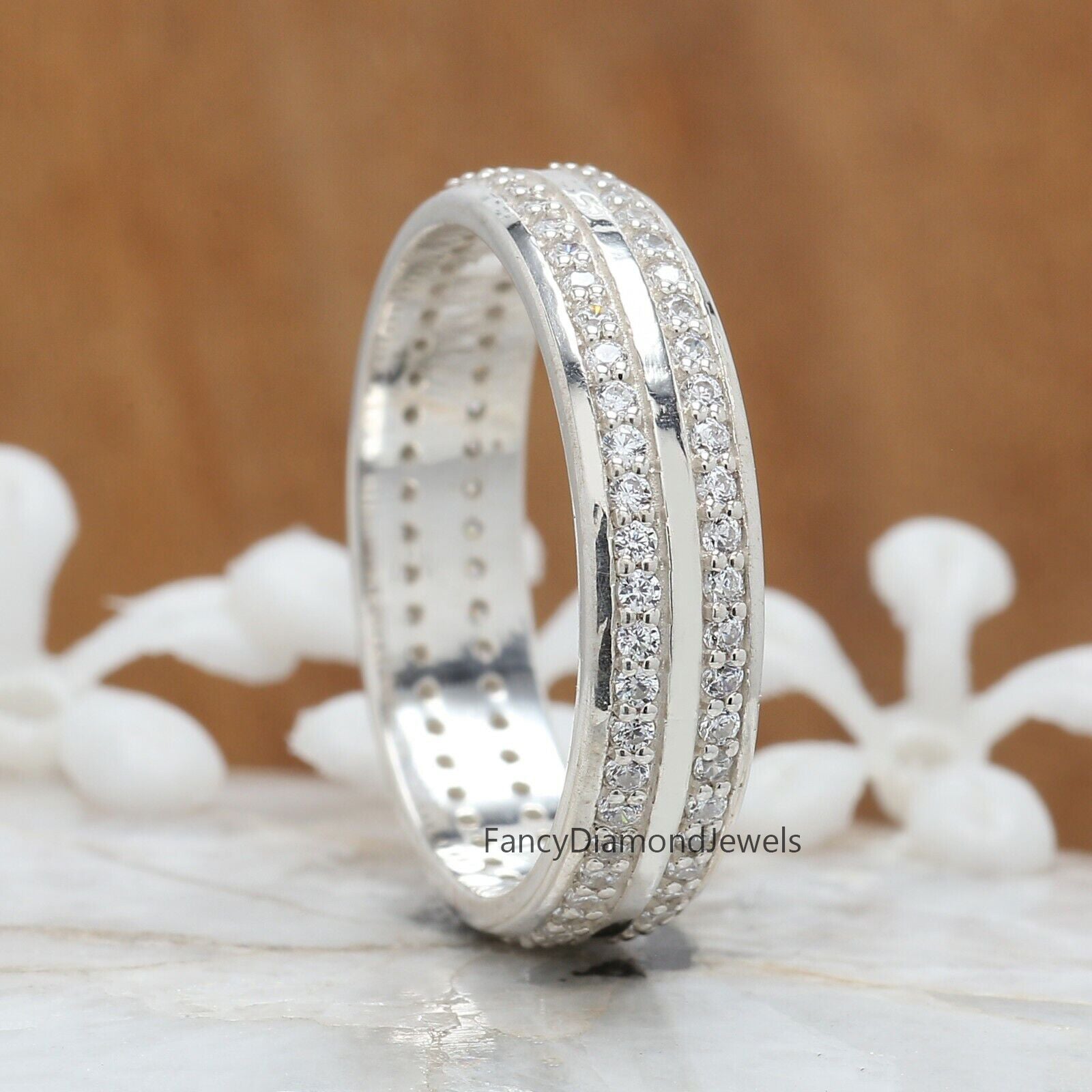 0.71 Ct, Men's Wedding Ring, White Diamond Band, Ring For Men, Round Diamond Band, Unique Men's Ring, Gift For Him KD932