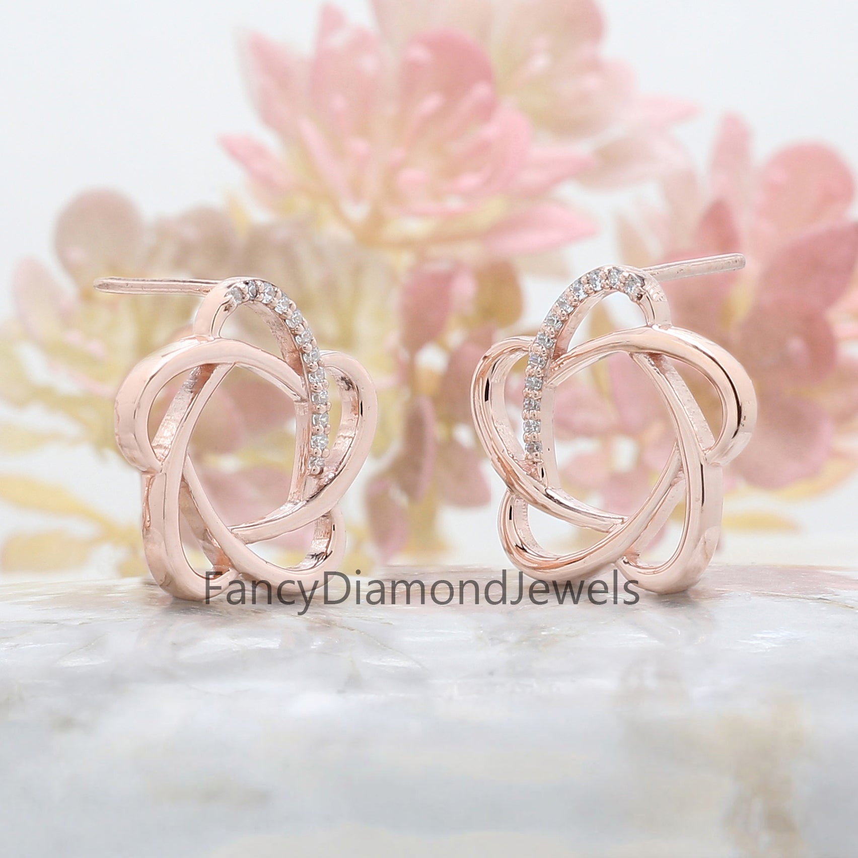 Round White Color Diamond Earring Engagement Wedding Gift Earring 14K Solid Rose White Yellow Gold Earring 0.14 CT KD986