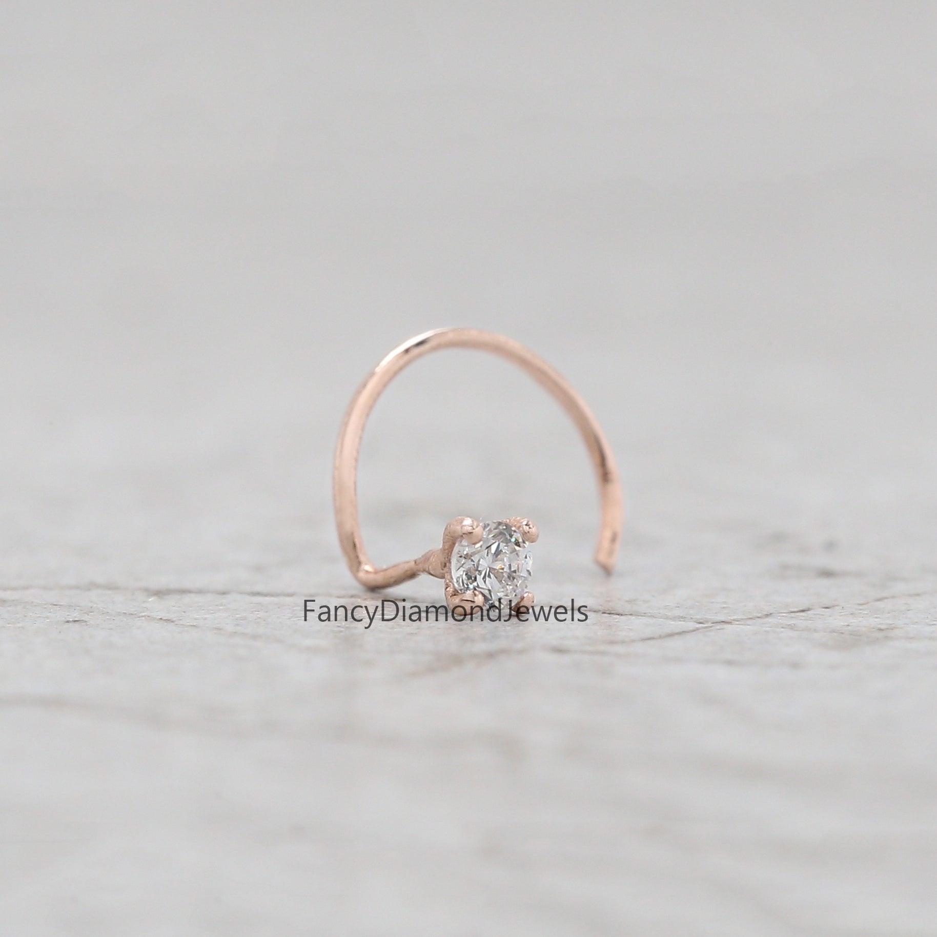 Natural White Round Diamond Nose Rings Engagement Wedding Gift Nose Ring 14K Solid Rose White Yellow Gold Nose Ring 0.05 CT KD952