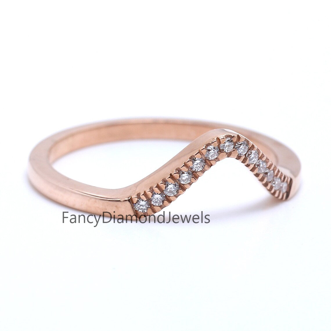 14K Rose Gold Band White Round Diamond Ring Engagement Wedding Gift Band Ring KD830