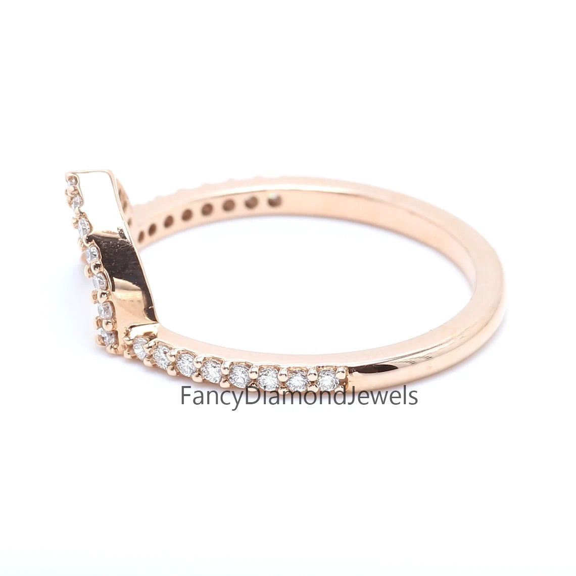 14K Rose Gold Band White Round Diamond Ring Engagement Wedding Gift Band Ring KD838