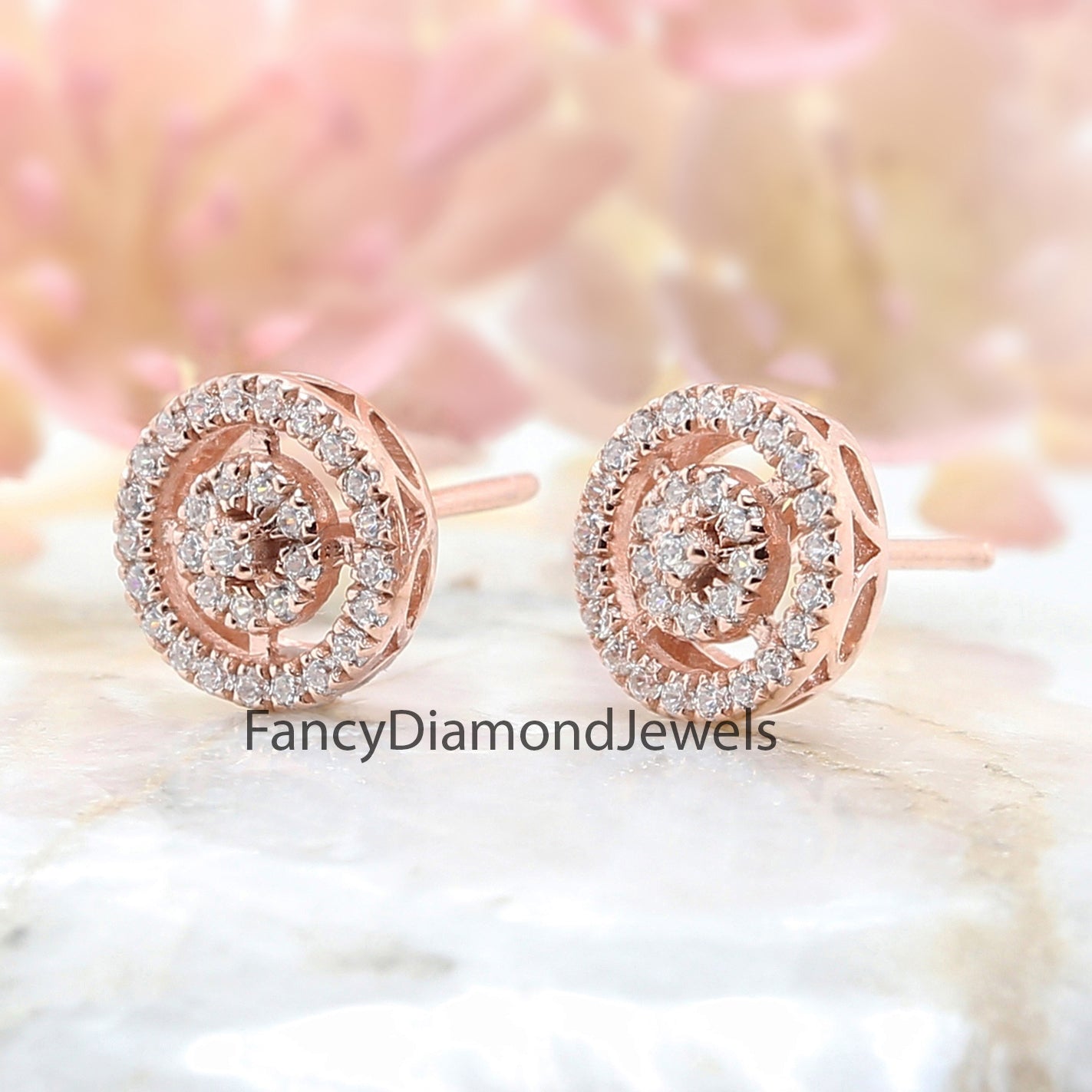 Round White Color Diamond Earring Engagement Wedding Gift Earring 14K Solid Rose White Yellow Gold Earring 0.43 CT KD978