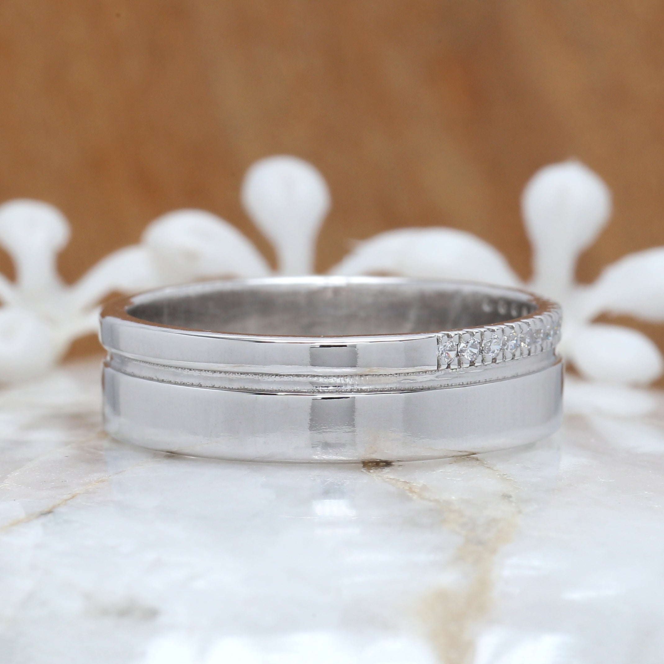 0.11 Ct, Men's Wedding Ring, White Diamond Band, Ring For Men, Round Diamond Band, Unique Men's Ring, Gift For Him, KD934