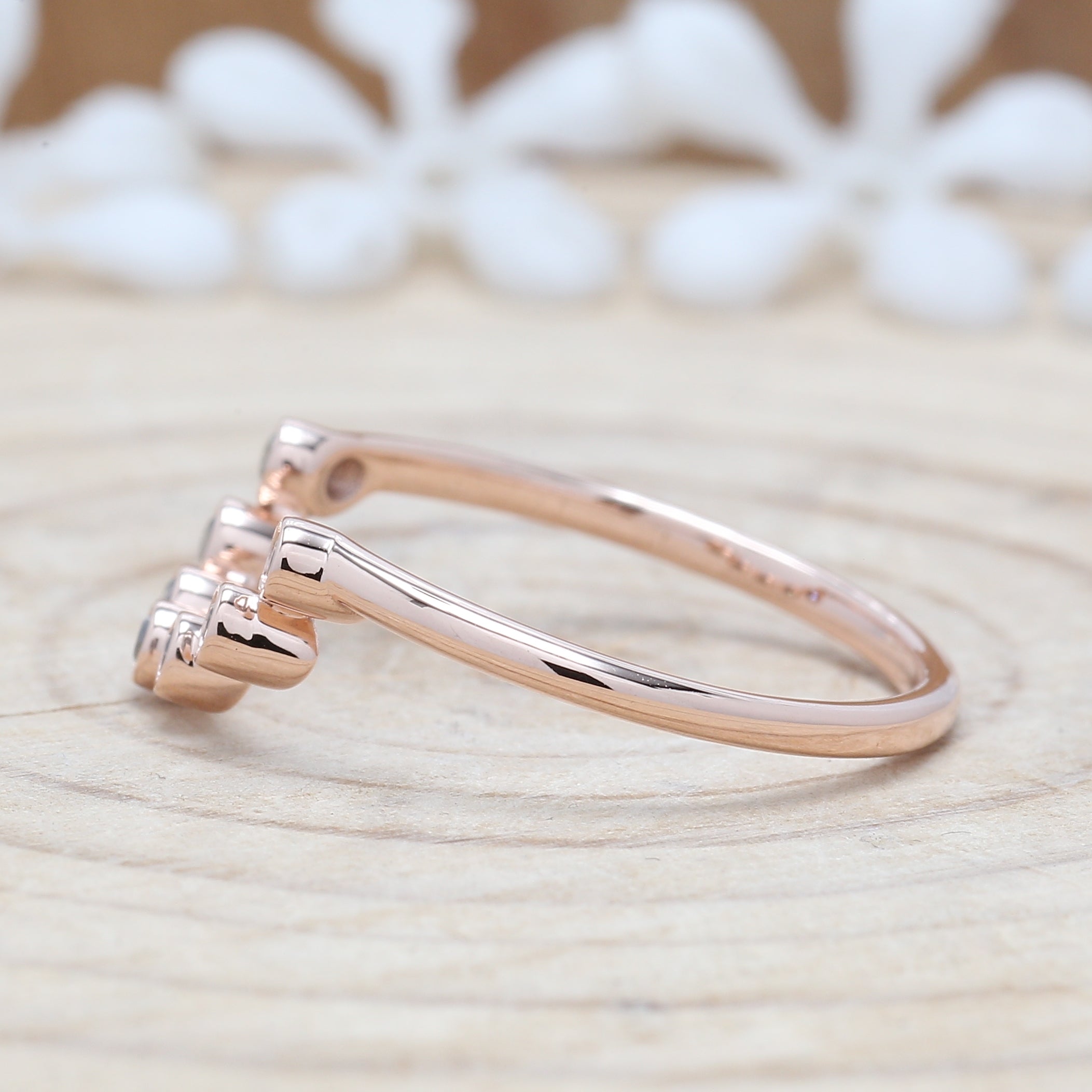 0.11 CT Salt And Pepper Diamond Band, Round Cut Diamond Band, Engagement Band, 14K Rose Gold Band, Wedding Band, Gift For Her KD925