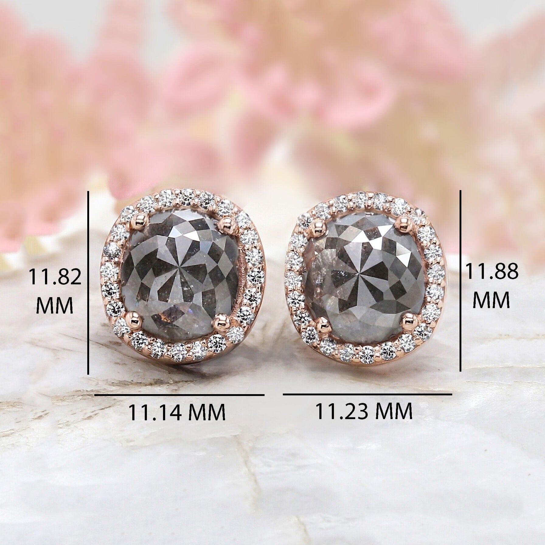 Oval Salt And Pepper Diamond Earring Engagement Wedding Gift Earring 14K Solid Rose White Yellow Gold Earring 3.70 CT KDL5162