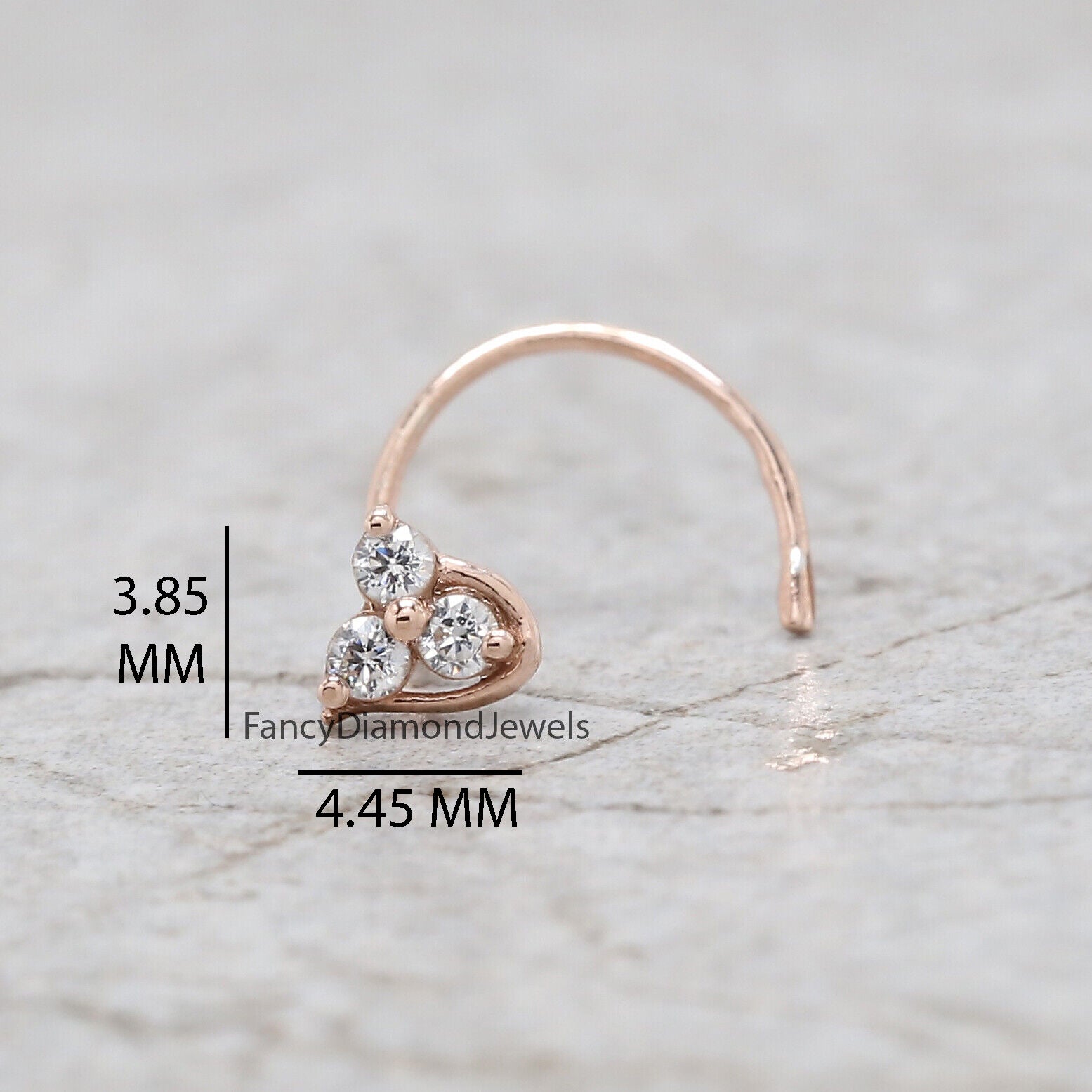 Natural White Round Diamond Nose Rings Engagement Wedding Gift Nose Ring 14K Solid Rose White Yellow Gold Nose Ring 0.05 CT KD961