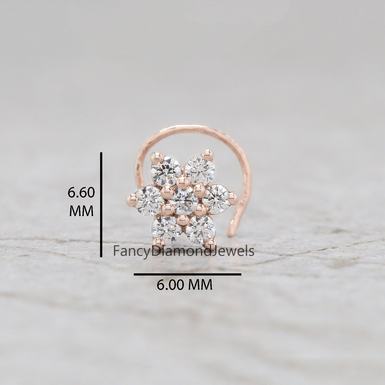 Natural White Round Diamond Nose Rings Engagement Wedding Gift Nose Ring 14K Solid Rose White Yellow Gold Nose Ring 0.18 CT KD953