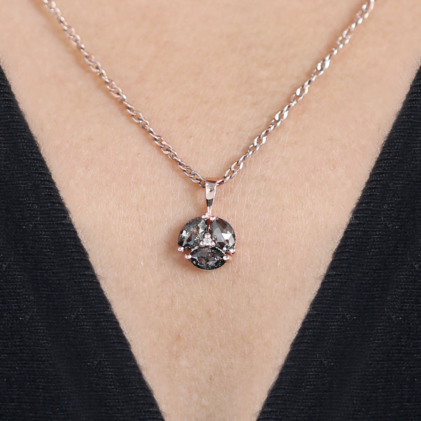 Marquise Salt And Pepper Diamond Pendant, Unique Diamond Pendant, No Chain Including Only Pendant Dangling Diamond Necklace KDL2459
