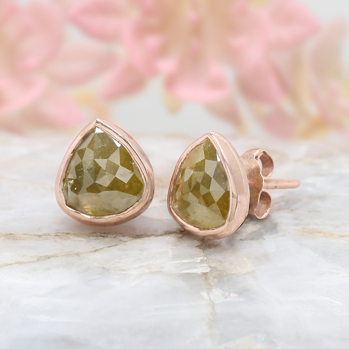 Pear Green Yellow Color Diamond Earring Engagement Wedding Gift Earring 14K Solid Rose White Yellow Gold Earring 2.26 CT KDN7025