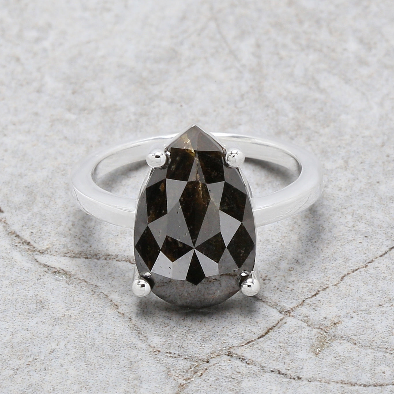 Pear Black Brown Color Diamond Ring Engagement Wedding Gift Ring 14K Solid Rose White Yellow Gold Ring 4.00 CT QL2183