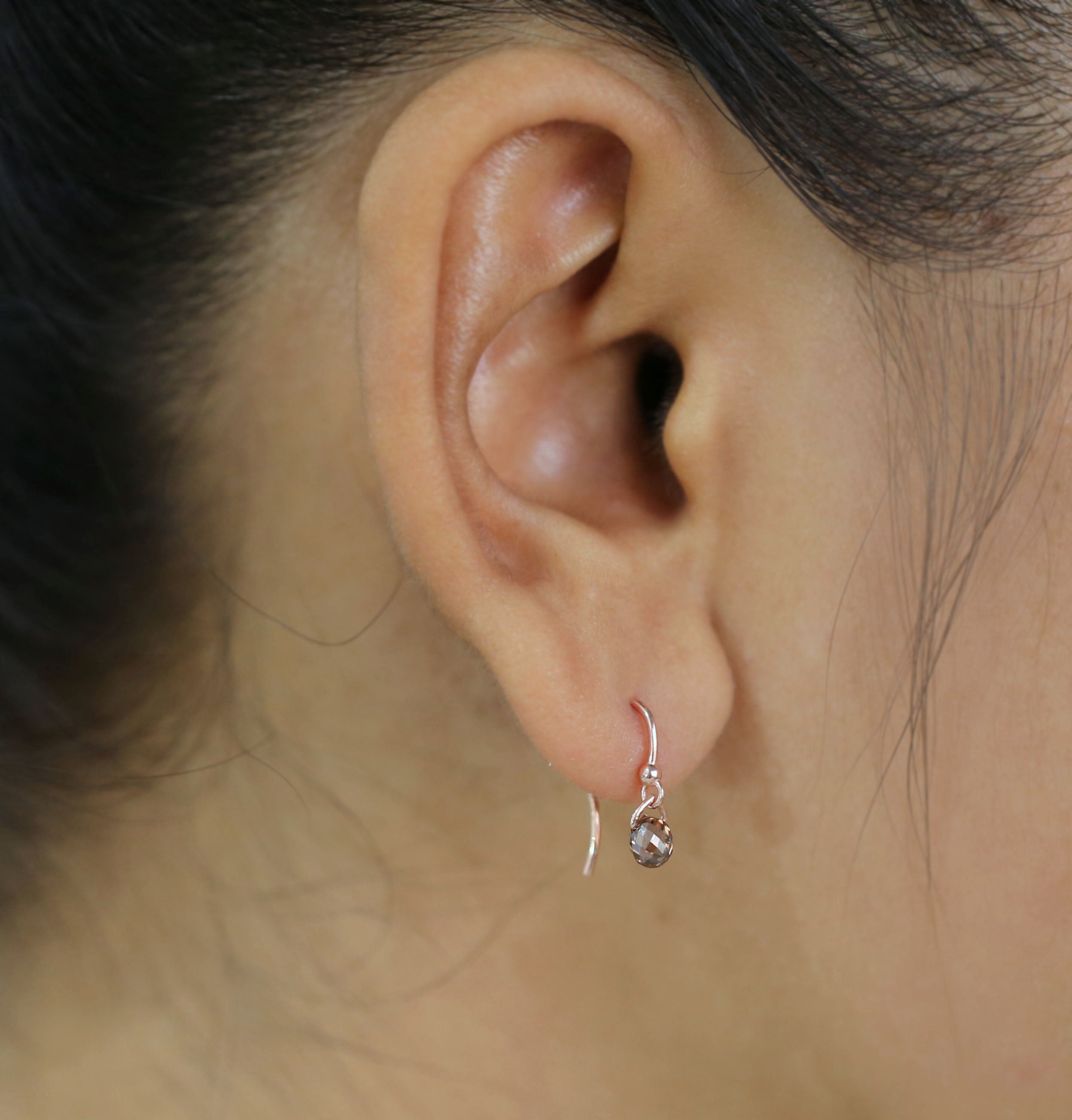Drop Cut Brown Color Diamond Earring 1.14 Ct 4.80 MM Drop Shape Diamond Earring 14K Rose Gold Silver Drop Earring Gift For Her QL144