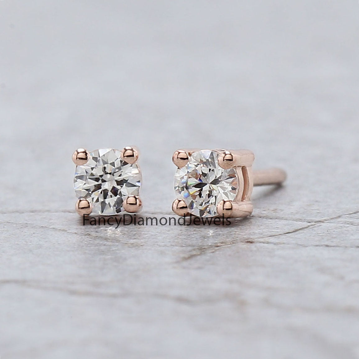 Round White Color Diamond Earring Engagement Wedding Gift Earring 14K Solid Rose White Yellow Gold Earring 0.34 CT KD999