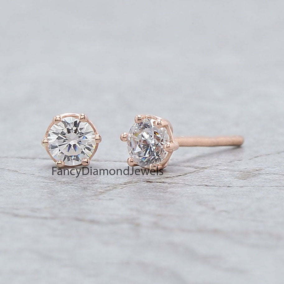 Round White Color Diamond Earring Engagement Wedding Gift Earring 14K Solid Rose White Yellow Gold Earring 0.34 CT KD995