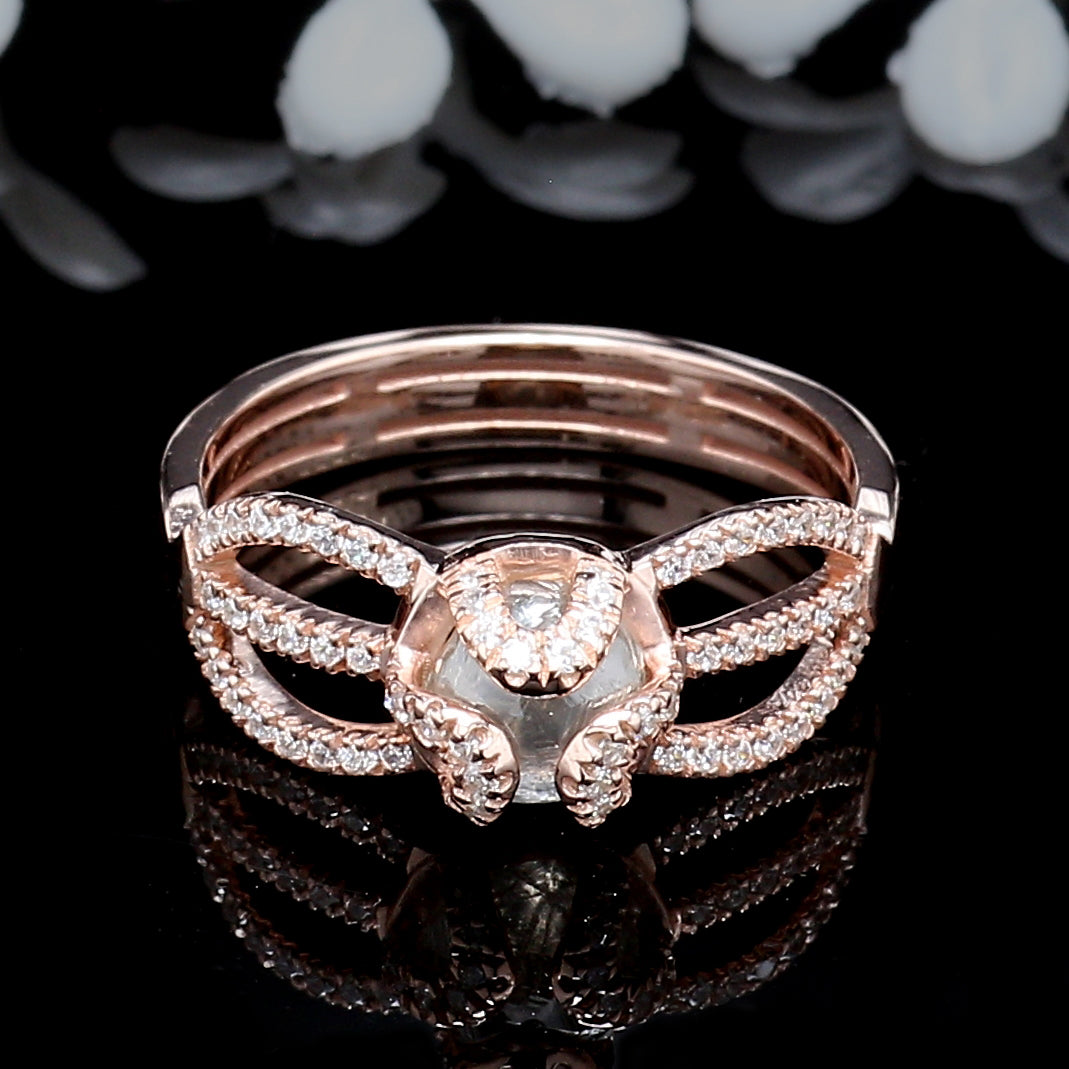 Grey Rough Diamond 14K Solid Rose White Yellow Gold Ring Engagement Wedding Gift Ring KD883