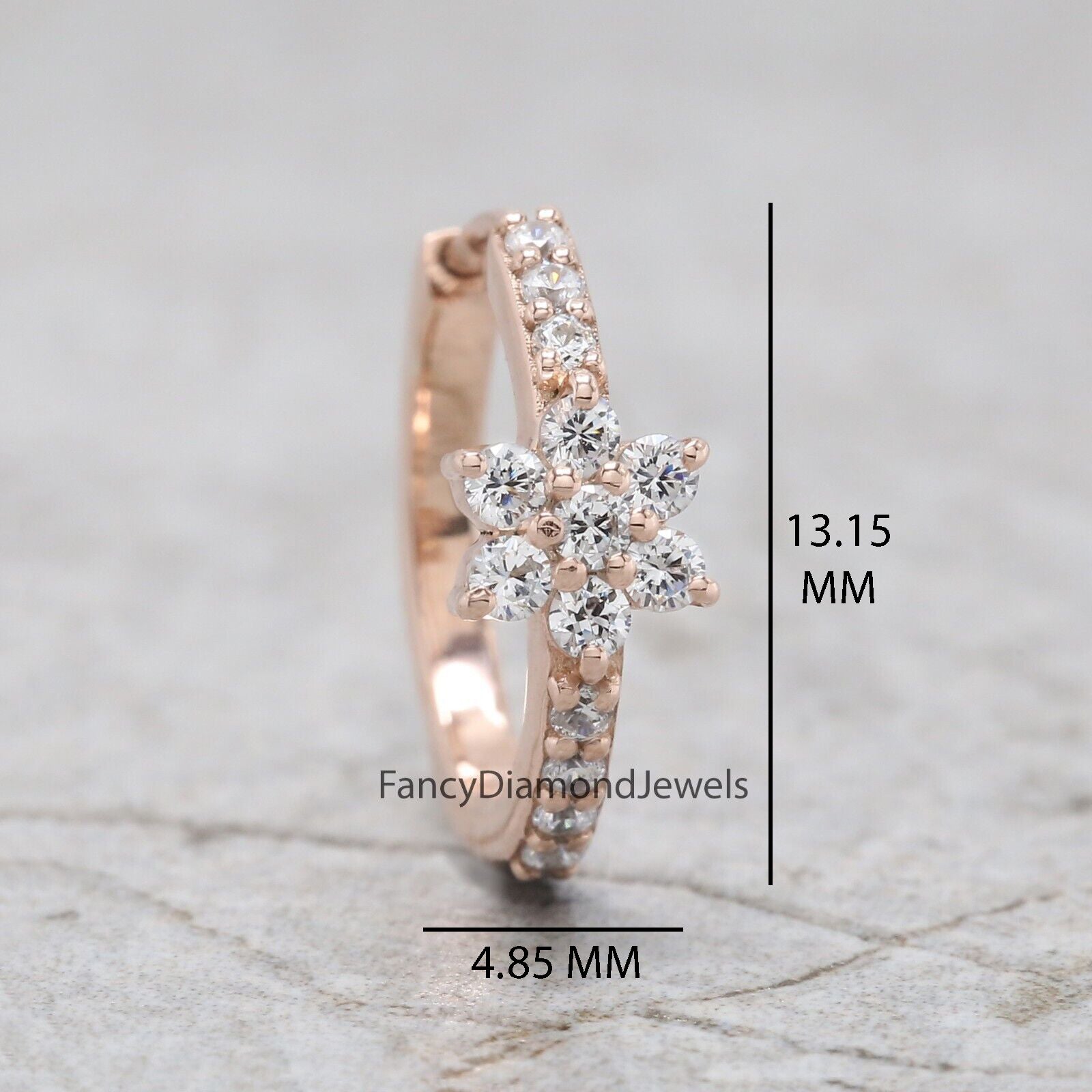 Natural White Round Diamond Nose Rings Engagement Wedding Gift Nose Ring 14K Solid Rose White Yellow Gold Nose Ring  0.16 CT KD951