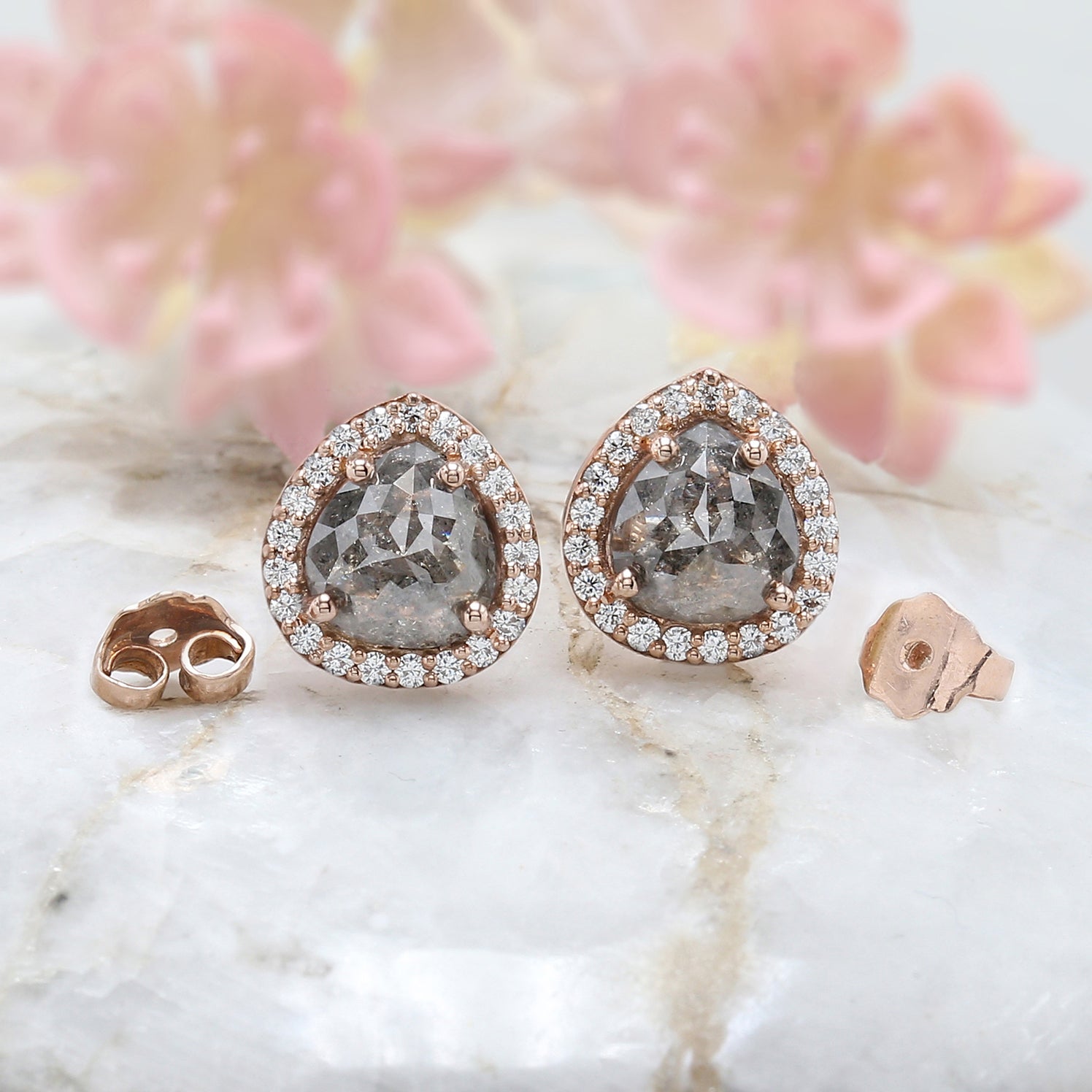 Pear Salt and Pepper Diamond Earring Engagement Wedding Gift Earring 14K Solid Rose White Yellow Gold Earring 2.31 CT KD866