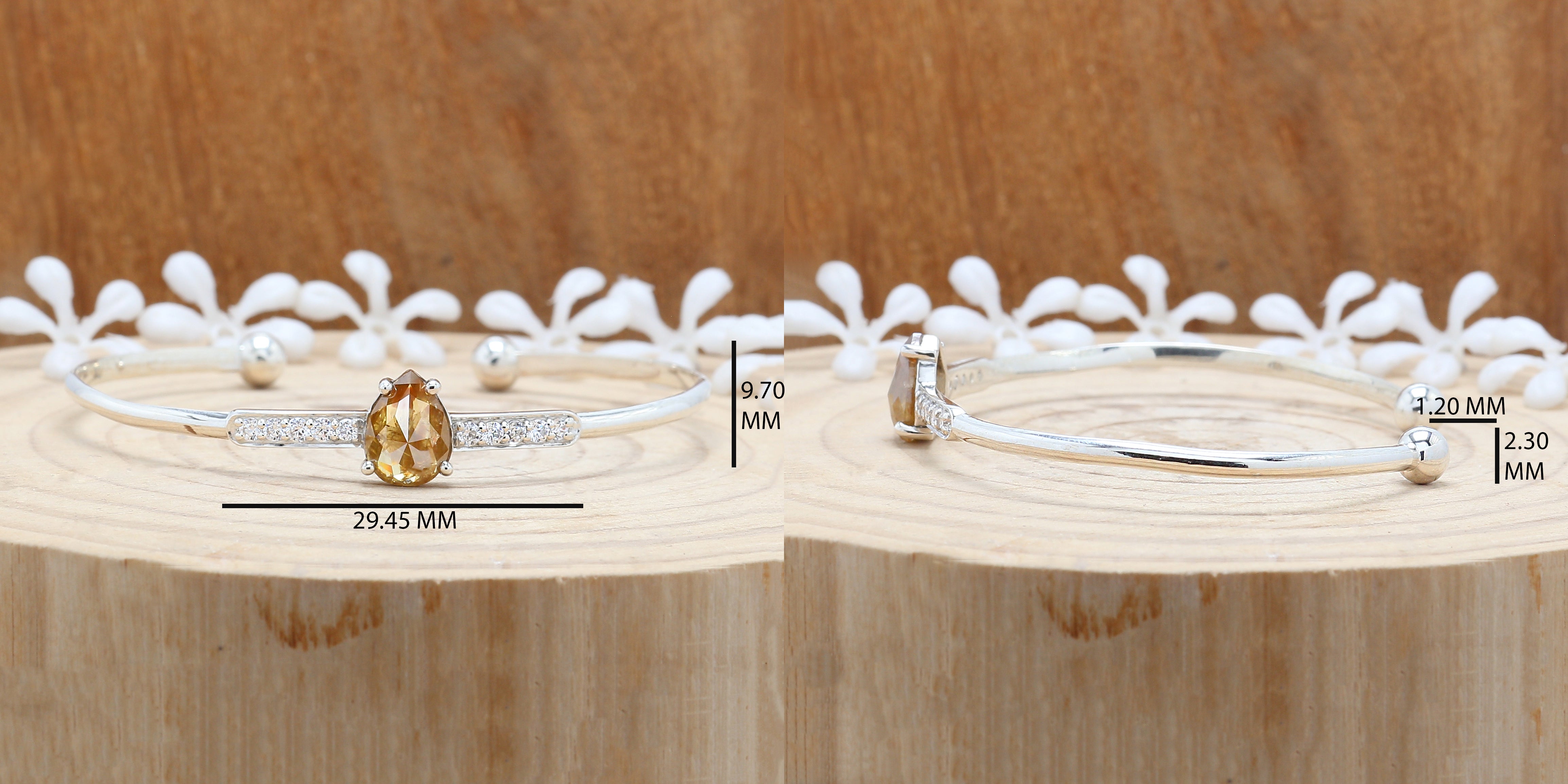 2.24 CT Bracelet, Cuff Bracelet, Pear Diamond Bracelet, Round Diamond Bracelet, Pear Bracelet, Anniversary Gift, Gift For Her, KDL9779