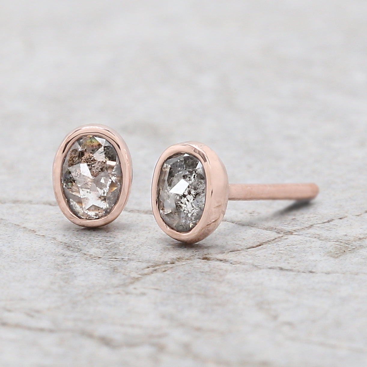 Oval Salt And Pepper Diamond Earring Engagement Wedding Gift Earring 14K Solid Rose White Yellow Gold Earring 0.48 CT KDN2161