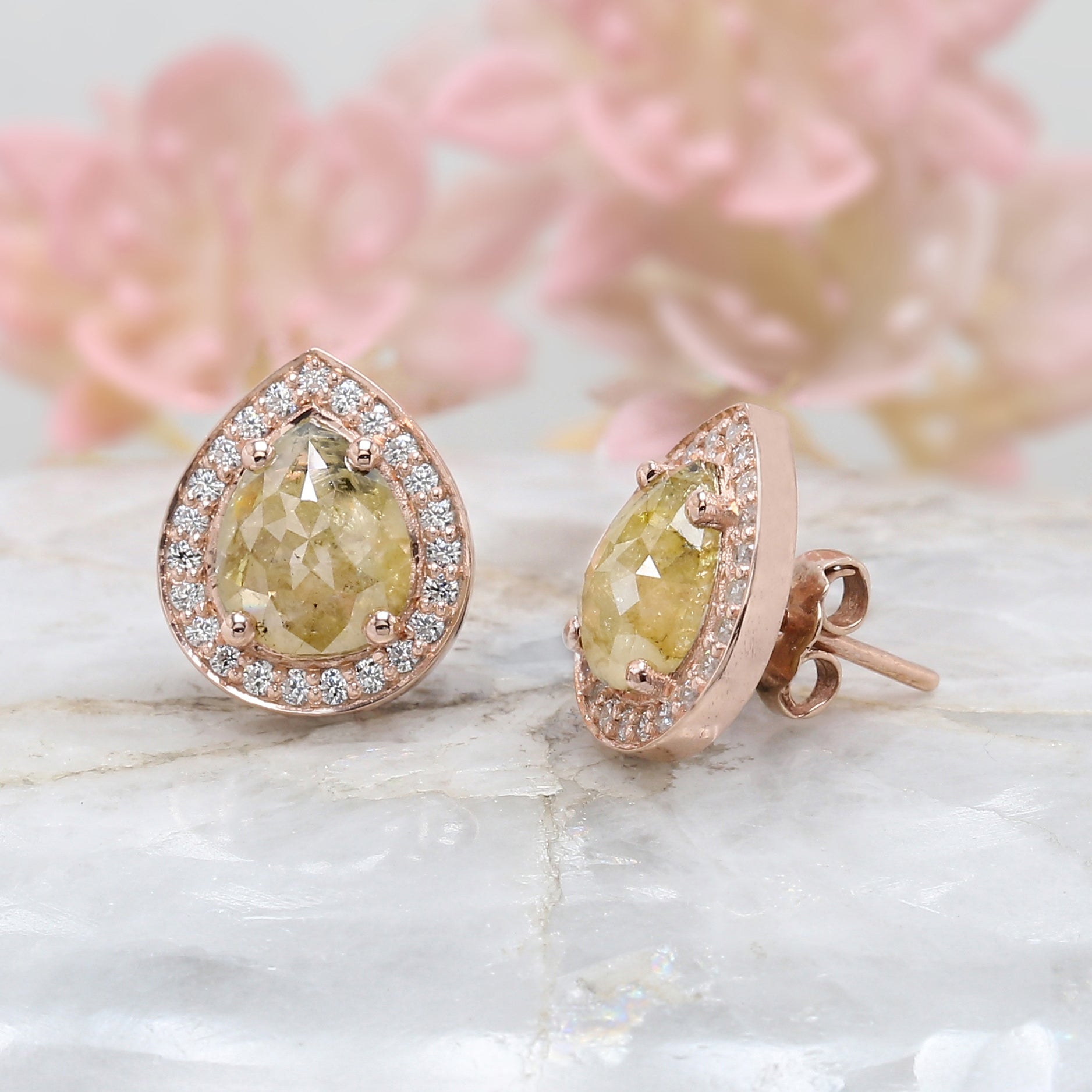 Pear Yellow Color Diamond Earring Engagement Wedding Gift Earring 14K Solid Rose White Yellow Gold Earring 2.37 CT KDN7027