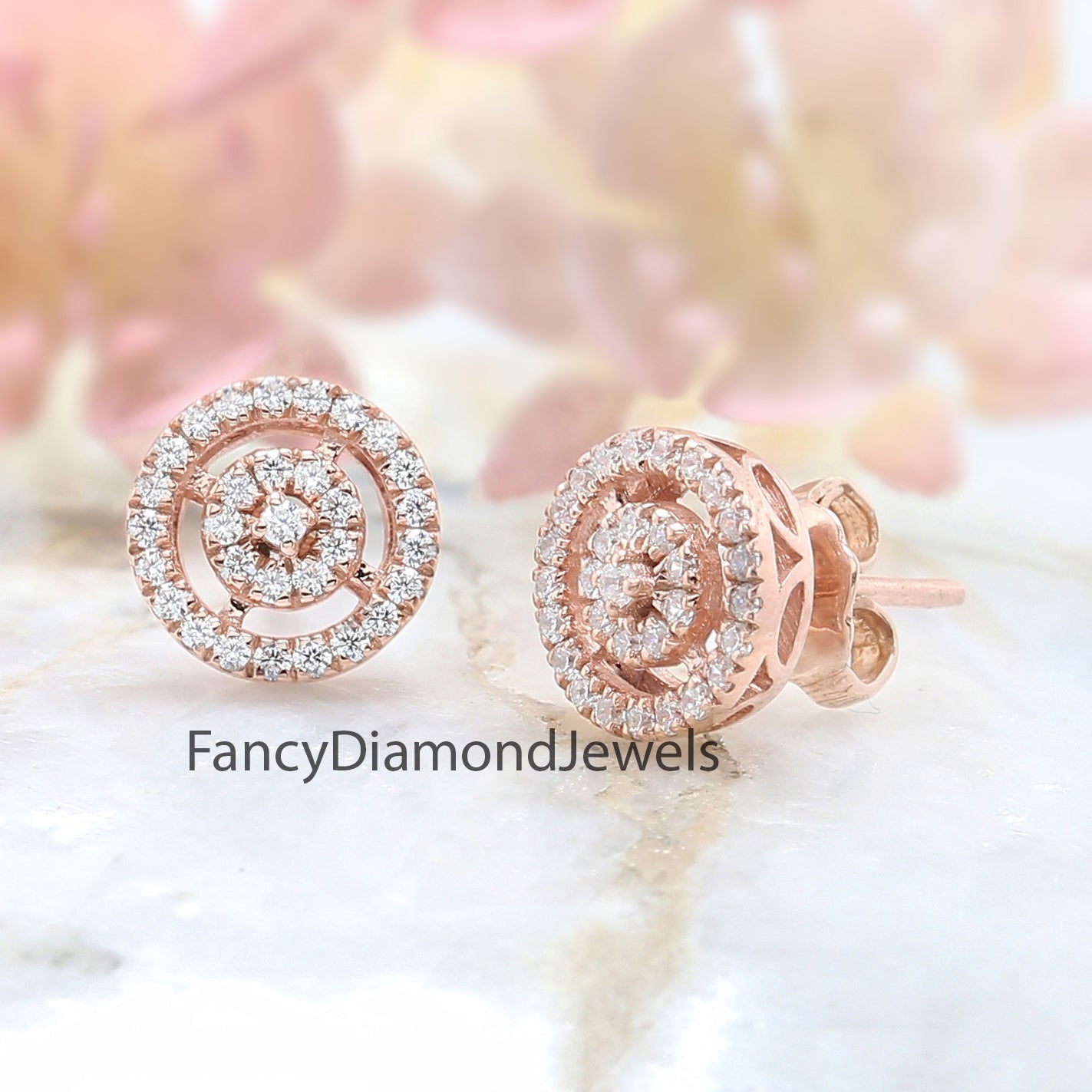 Round White Color Diamond Earring Engagement Wedding Gift Earring 14K Solid Rose White Yellow Gold Earring 0.43 CT KD978