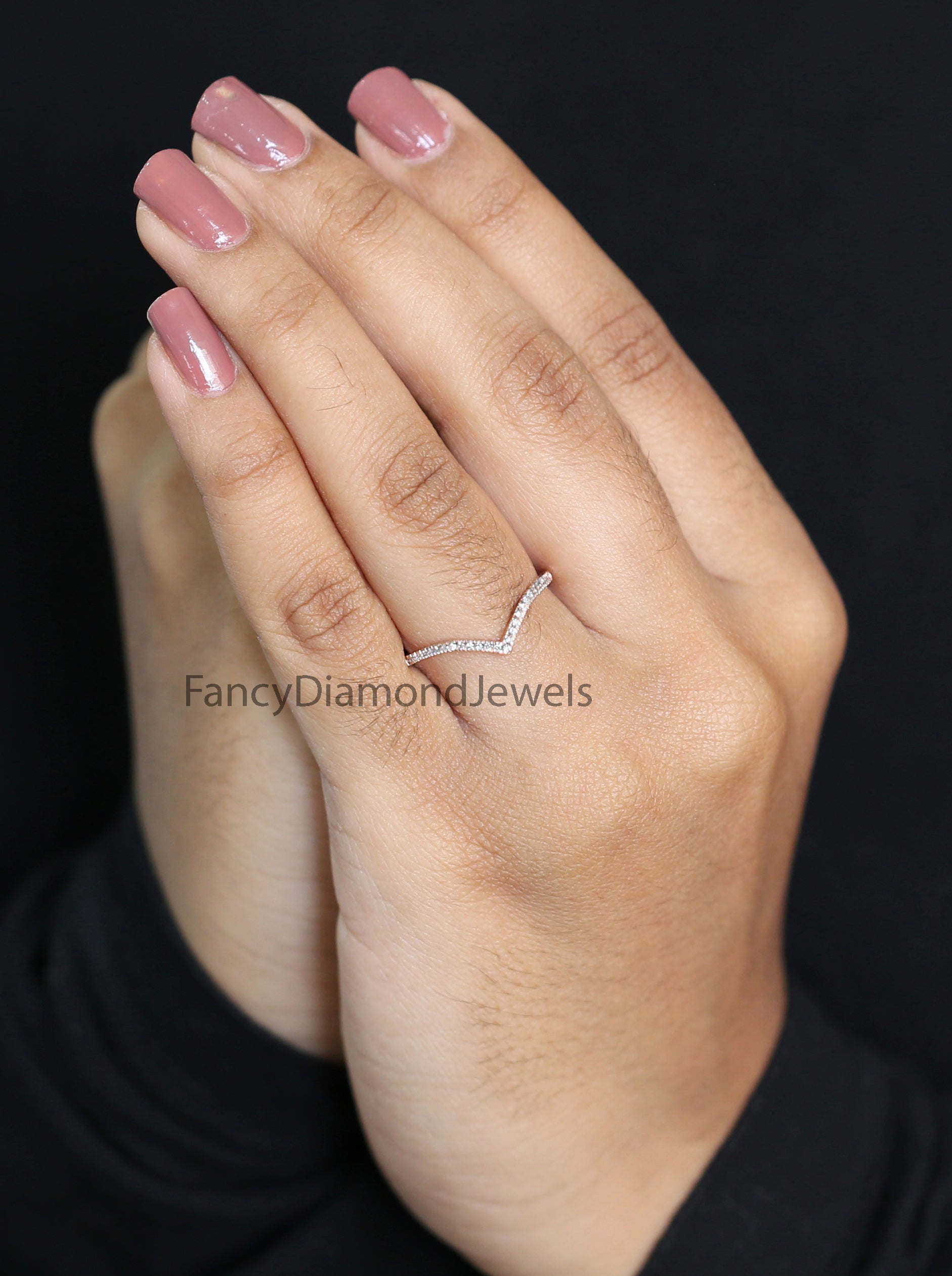 14K Rose Gold Band White Diamond Band, Round Cut Diamond Band, Bridal Wedding Band, Natural Diamomd Band, Engagement Band,Rose Gold Band KD261Round Diamond Ring Engagement Wedding Gift Band Ring KD261