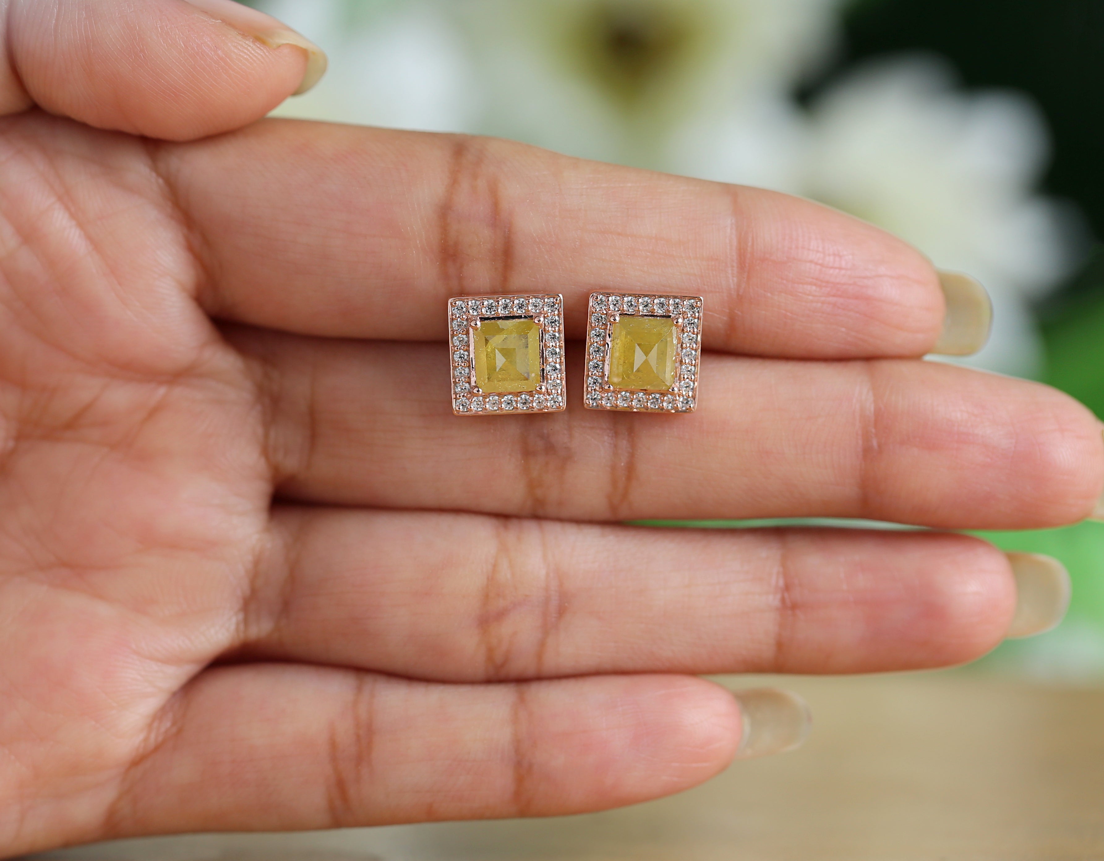 Rectangle Yellow Color Diamond Earring Engagement Wedding Gift Earring 14K Solid Rose White Yellow Gold Earring 1.83 CT KDN7986