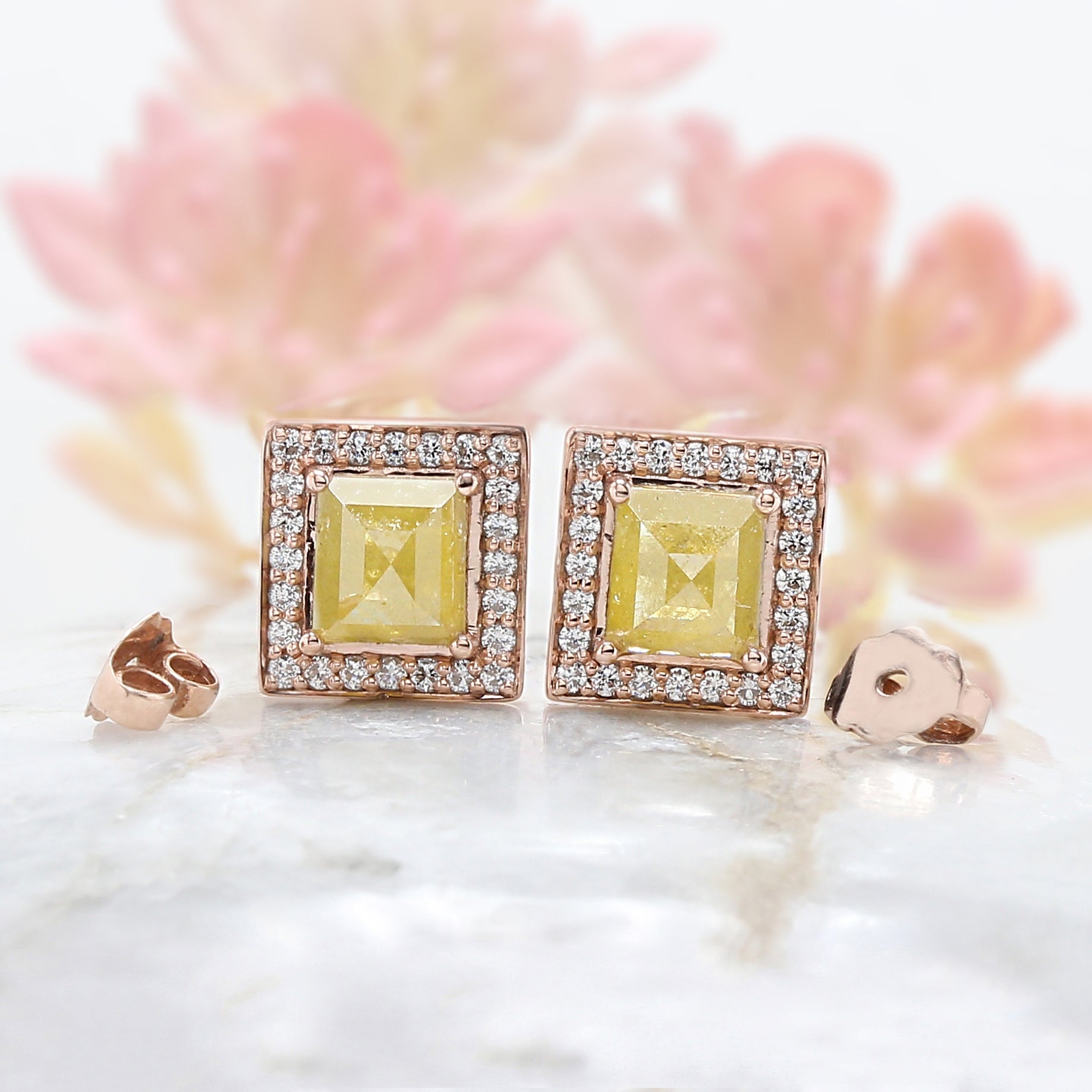 Rectangle Yellow Color Diamond Earring Engagement Wedding Gift Earring 14K Solid Rose White Yellow Gold Earring 1.83 CT KDN7986