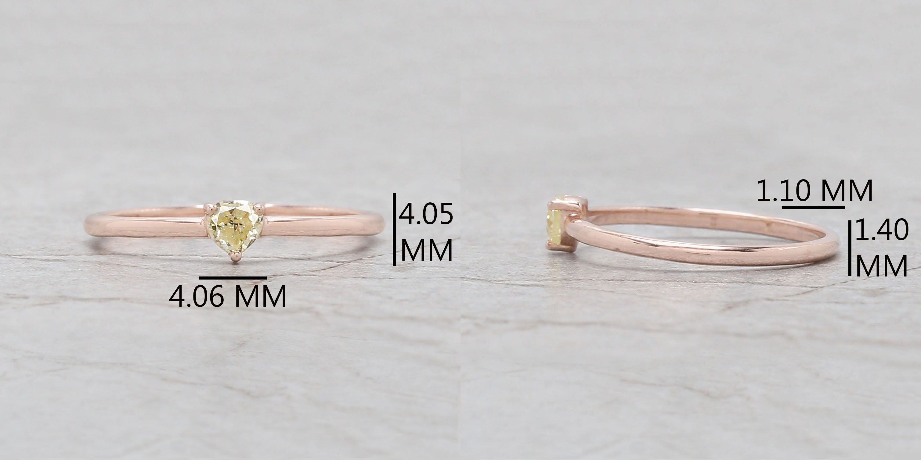 Heart Yellow Color Diamond Ring Engagement Wedding Gift Ring 14K Solid Rose White Yellow Gold Ring 0.19 CT KDN8175