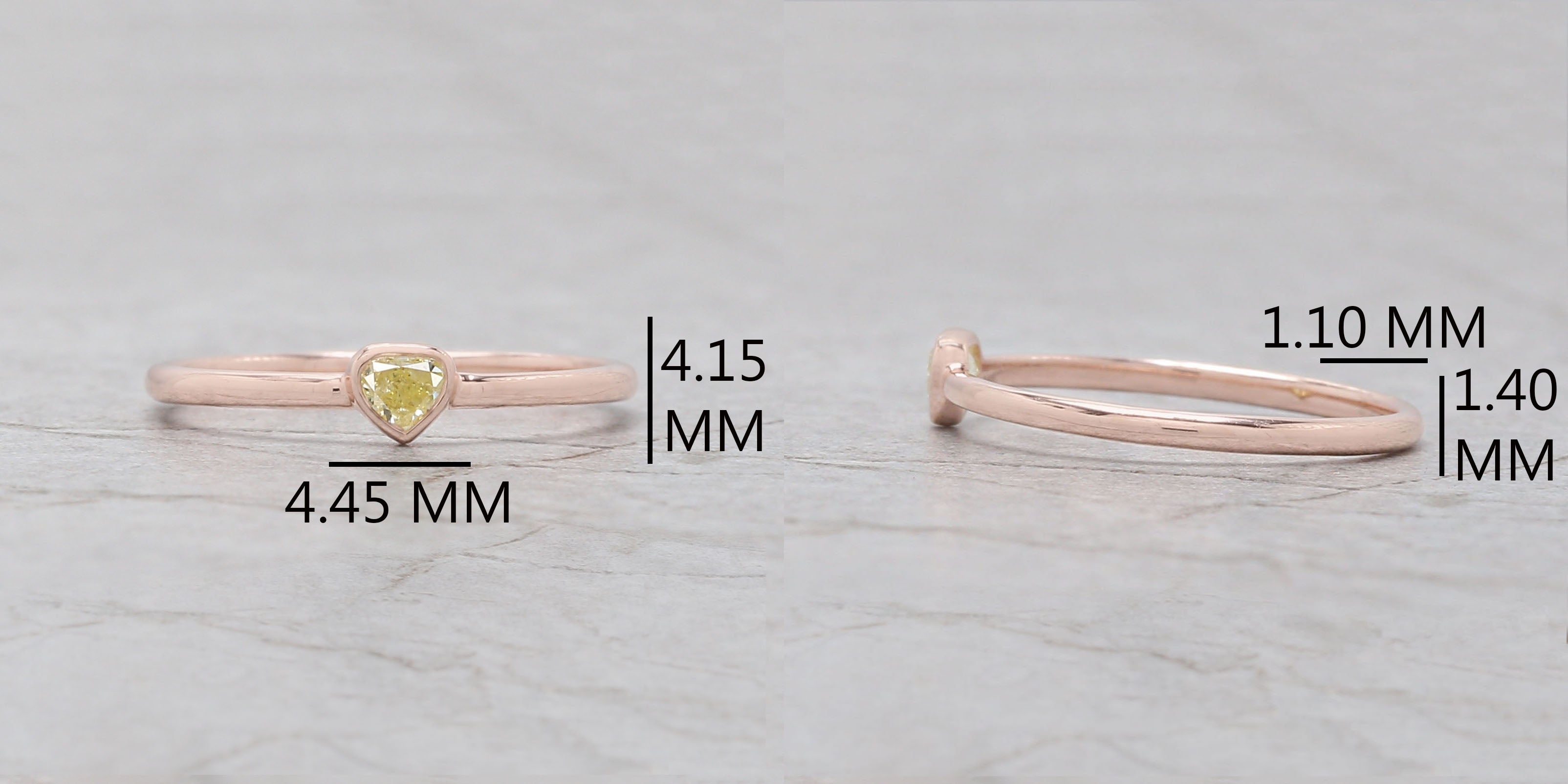 Heart Yellow Color Diamond Ring Engagement Wedding Gift Ring 14K Solid Rose White Yellow Gold Ring 0.14 CT KDN7386