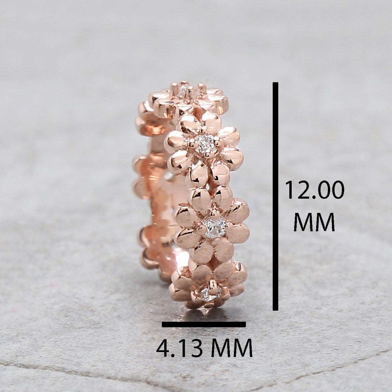 Natural Round White Diamond 14K Solid Rose White Yellow Gold Ear Cuff Ring Engagement Wedding Gift Flower Cuff KD1069