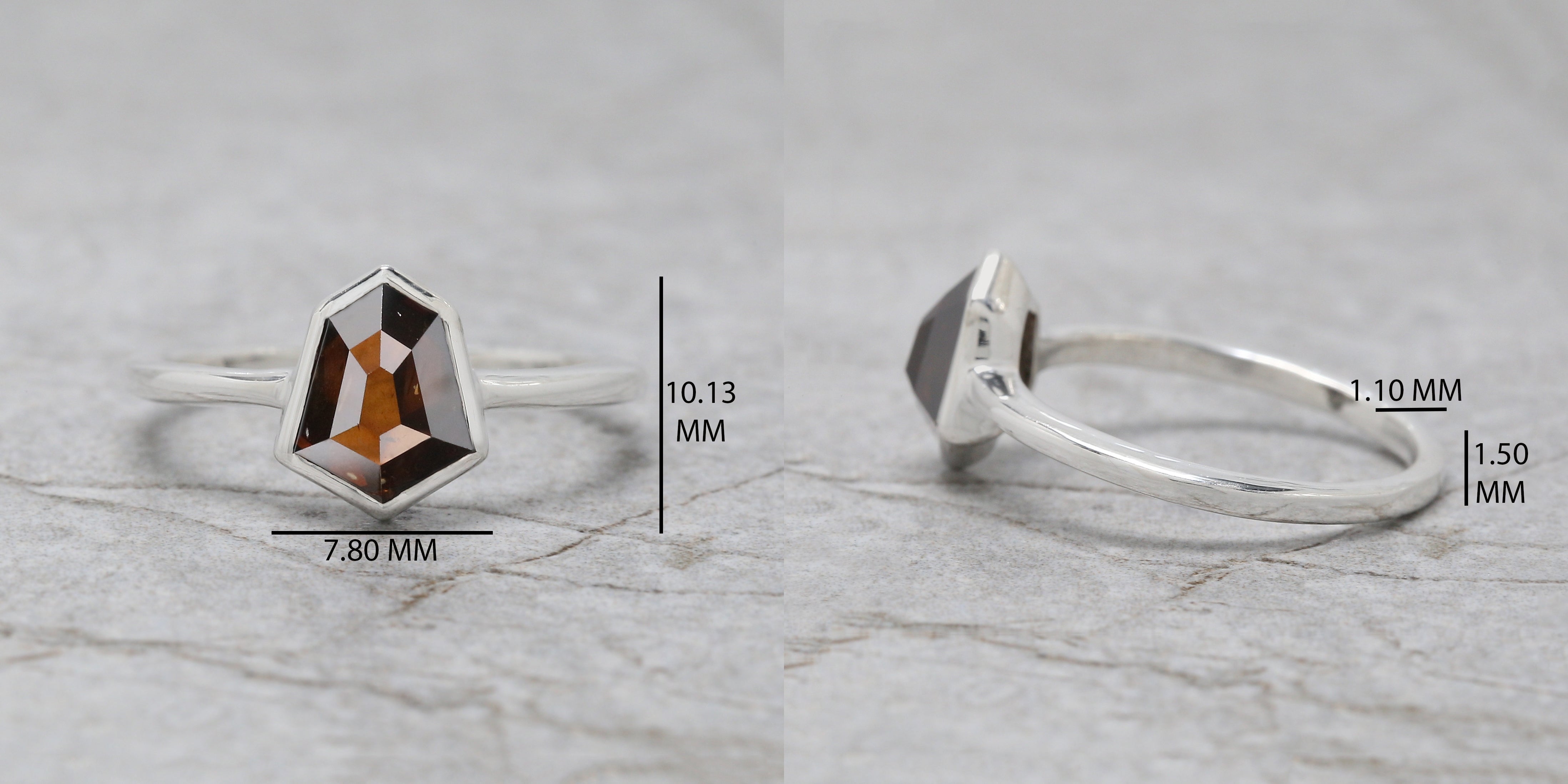 Shield Brown Color Diamond Ring 1.29 Ct 8.25 MM Shield Cut Diamond Ring 14K Solid White Gold Silver Engagement Ring Gift For Her QL1796