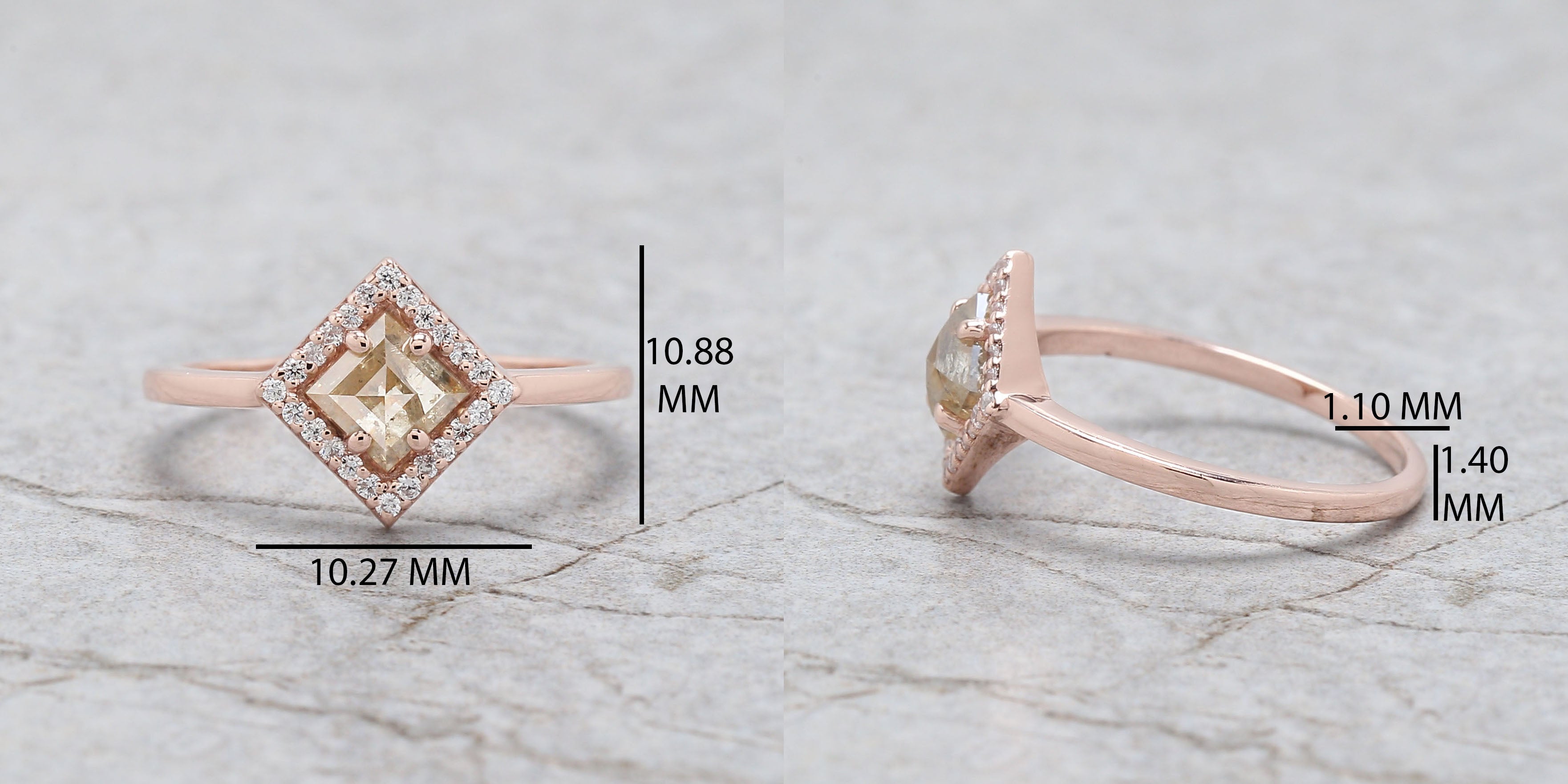 Kite Cut Yellow Color Diamond Ring 0.59 Ct 6.30 MM Kite Diamond Ring 14K Solid Rose Gold Silver Kite Engagement Ring Gift For Her QL9235