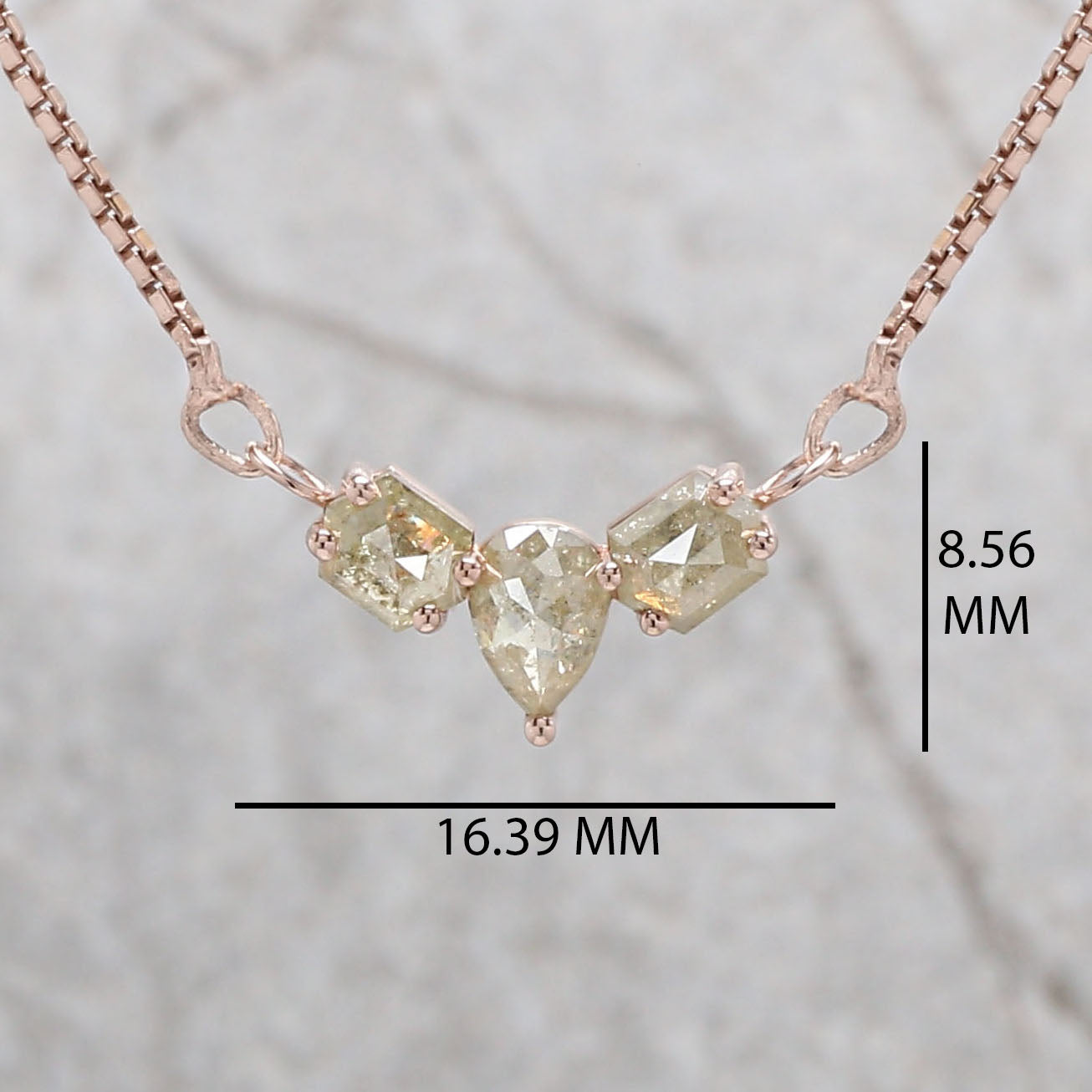 Mix Shape Grey Diamond Pendant Engagement Wedding Gift Pendant 14K Solid Rose White Yellow Gold Pendant 1.12 CT KDN1232